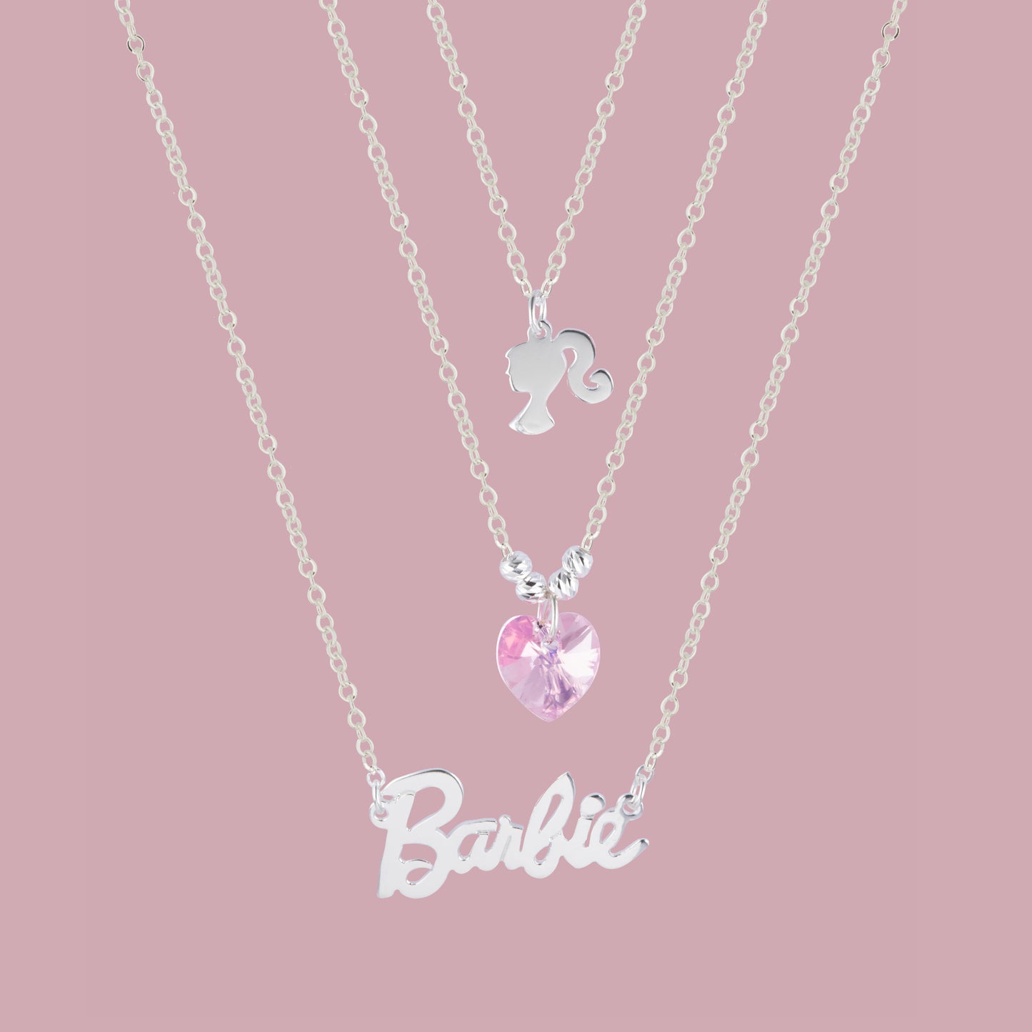 Collar Barbie Cristal Swarovski De Plata .925 Tres Niveles