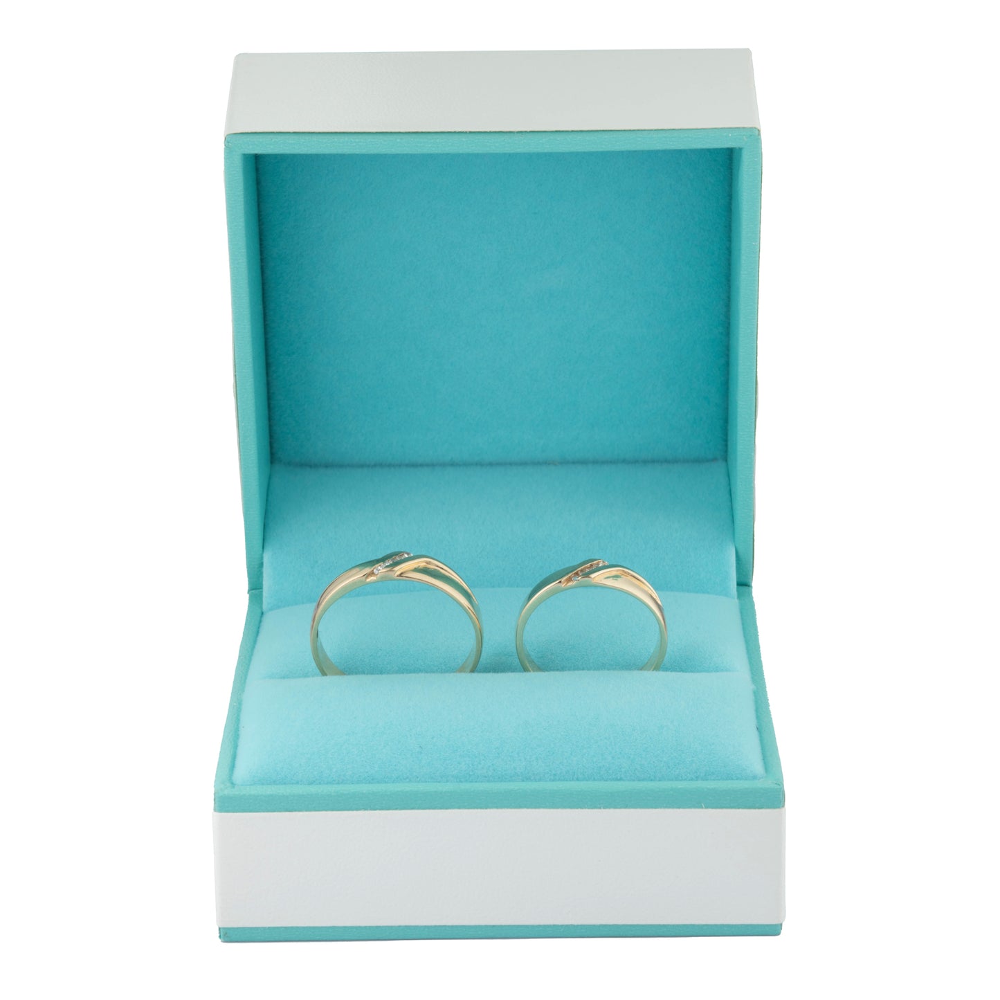 Par Argollas Matrimoniales Cinco Zirconias Oro 14 Kilates