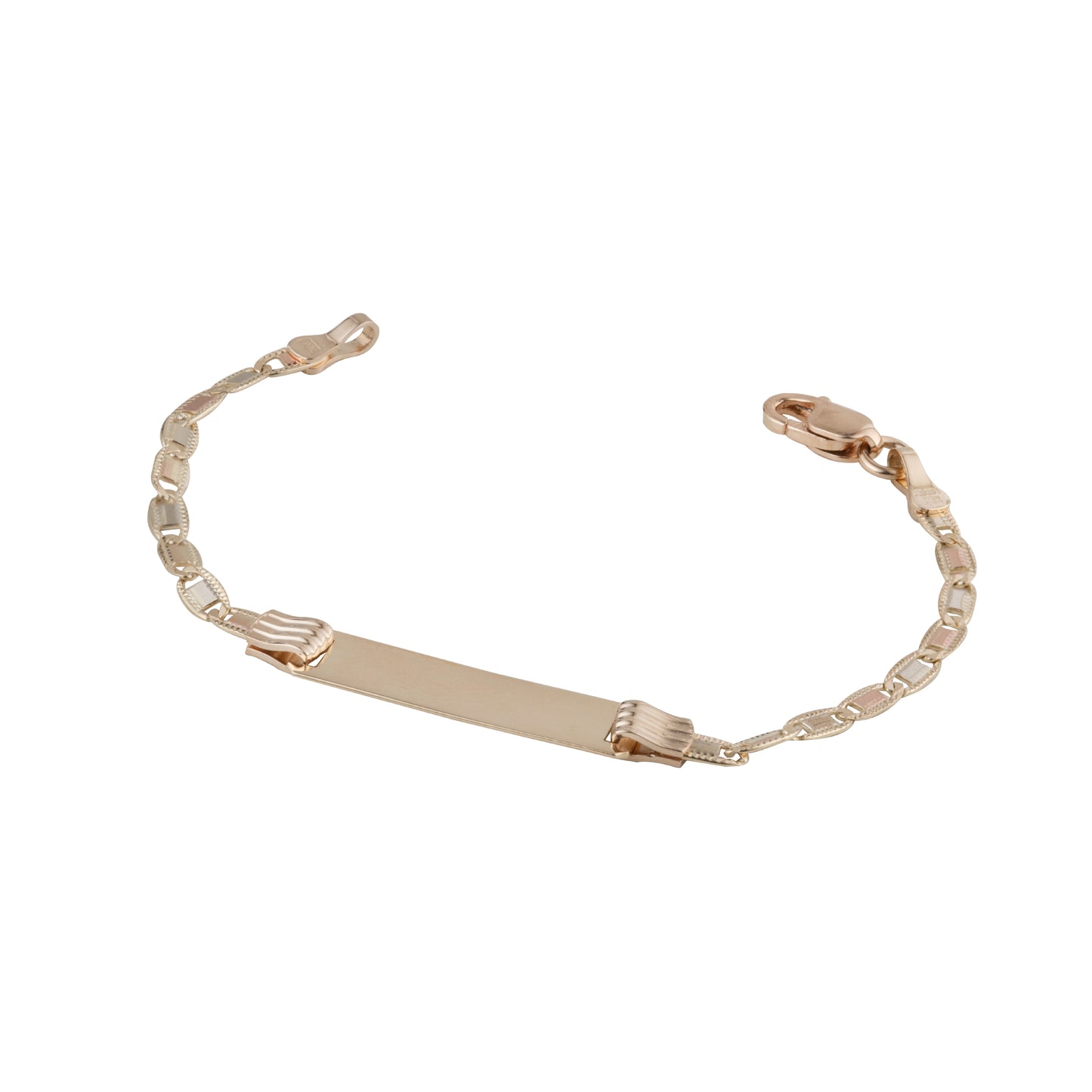 Esclava Tejido Espejo Tres Oros 10 Kilates 12cm 2.5mm