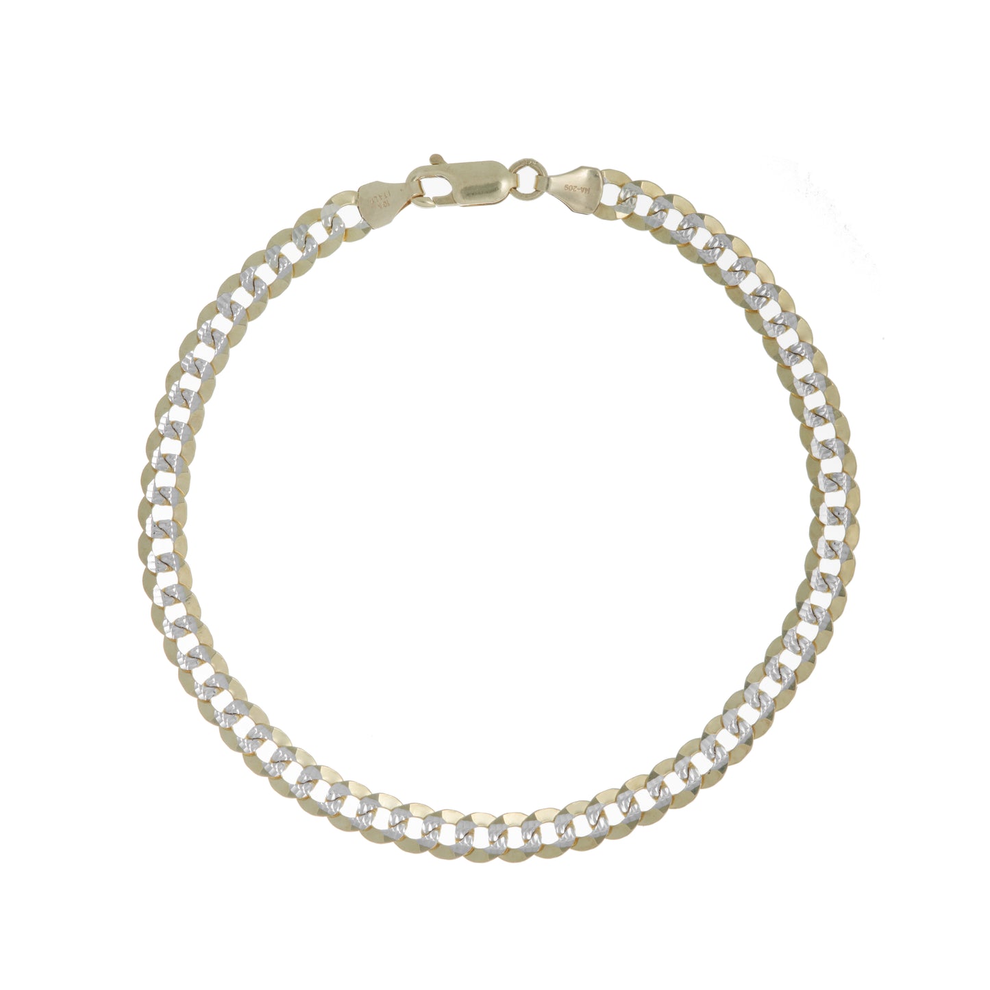 Pulso Italiano Tejido Barbado Diamantado 21cm 5mm Oro 10 Kilates