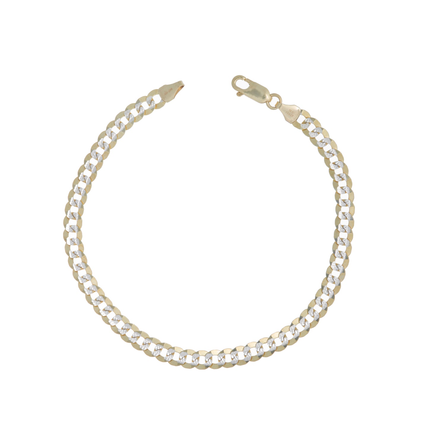 Pulso Italiano Tejido Barbado Diamantado 21cm 5mm Oro 10 Kilates