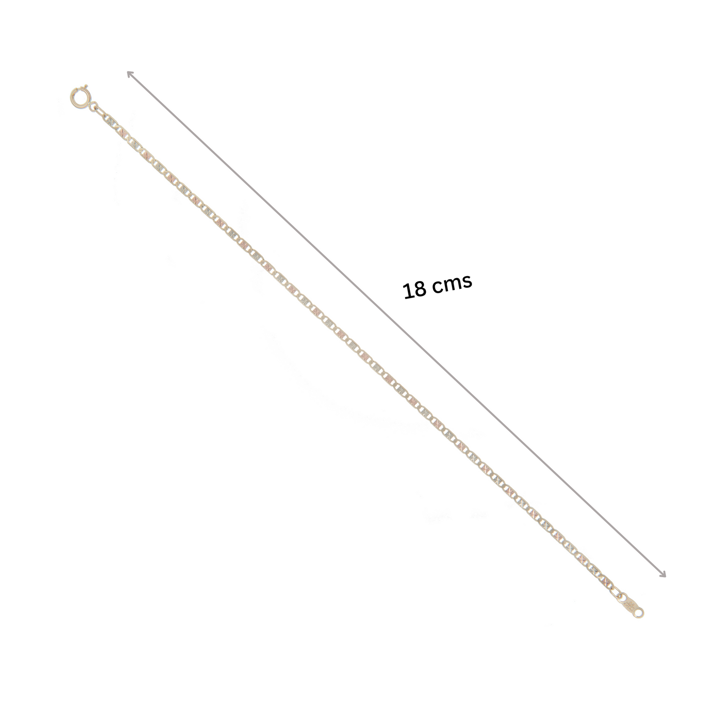 Pulso Tejido Espejo Tres Oros 10 Kilates 18cm 2mm