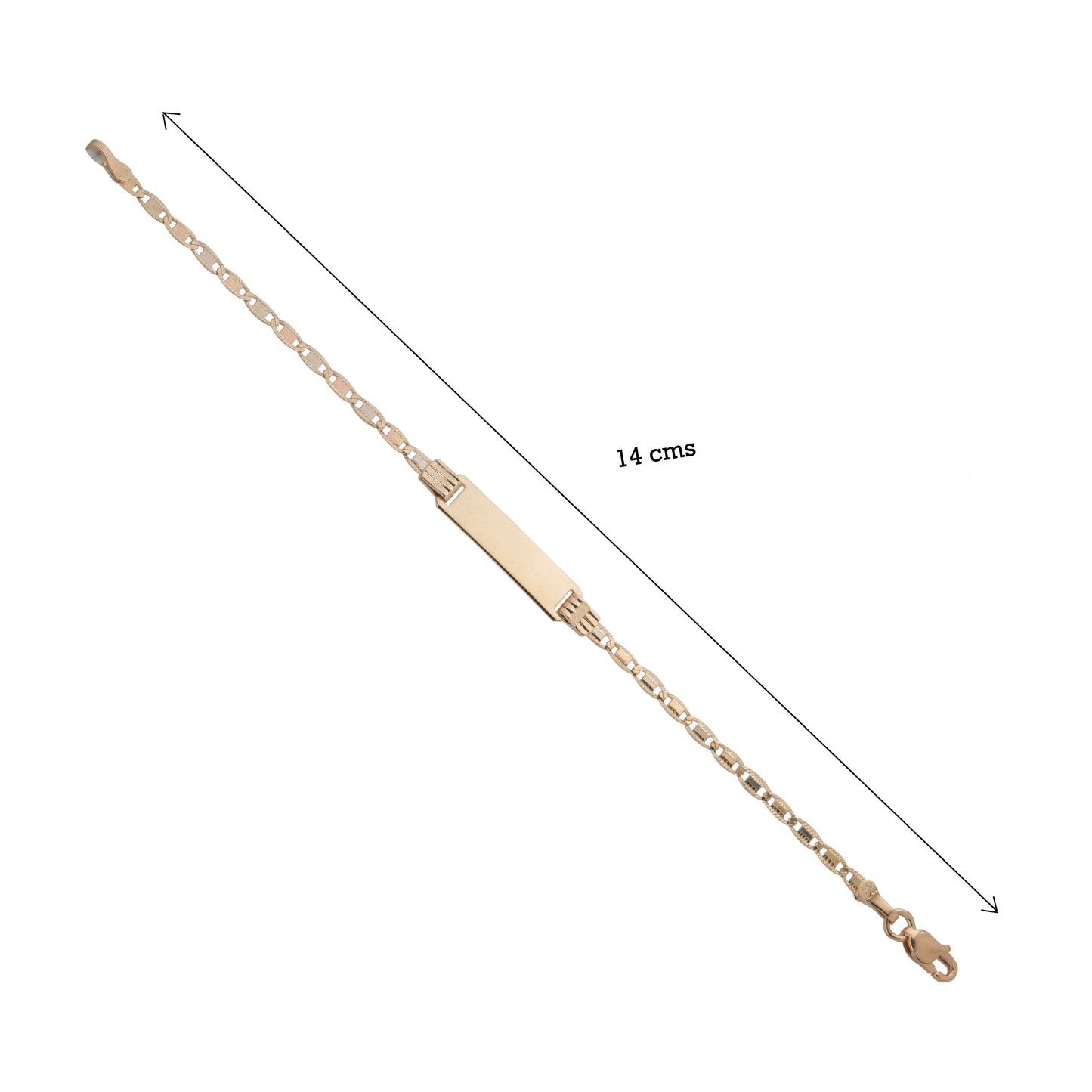 Esclava Tejido Espejo Diamantada Tres Oros 10 Kilates 14cm 2.5mm