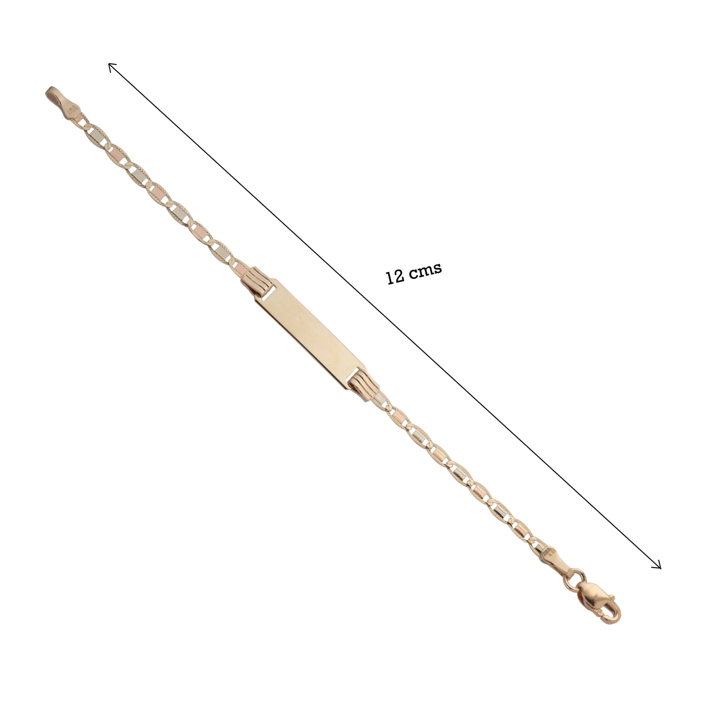 Esclava Tejido Espejo Tres Oros 10 Kilates 12cm 2.5mm