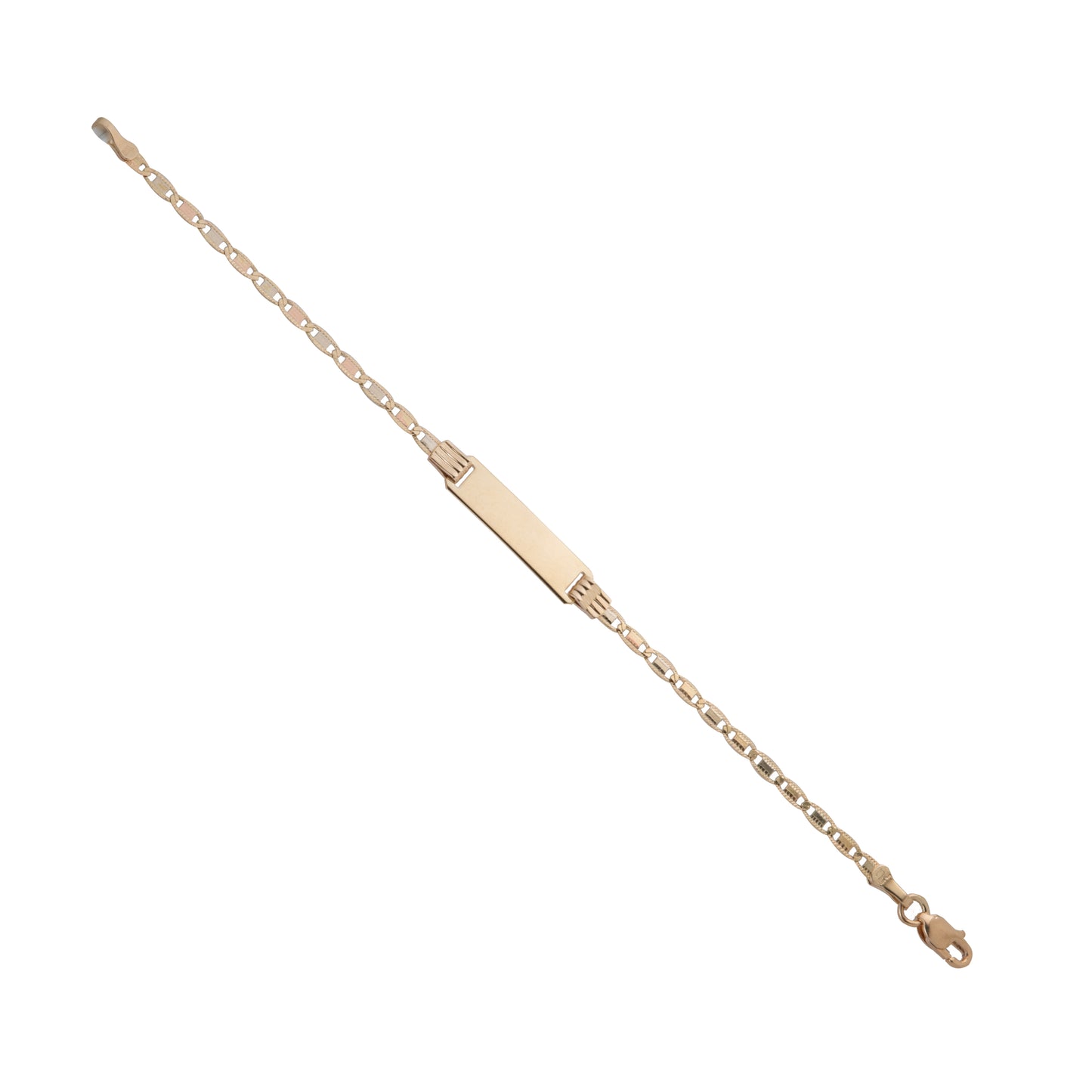 Esclava Tejido Espejo Diamantada Tres Oros 10 Kilates 14cm 2.5mm