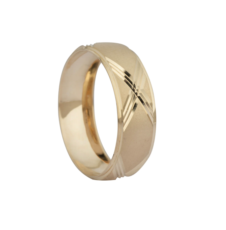 Una Argolla Matrimonial Diseño Cruz Oro 14 Kilates