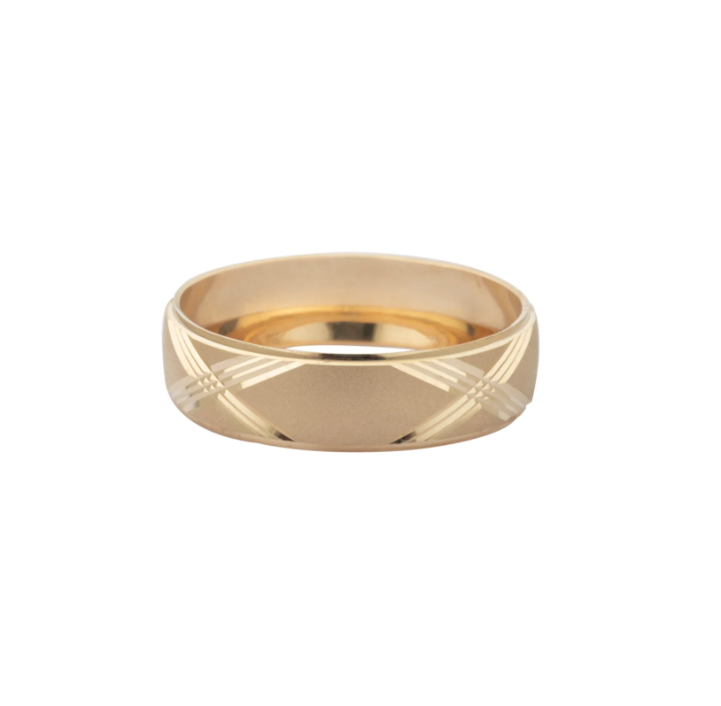 Una Argolla Matrimonial Diseño Cruz Oro 14 Kilates