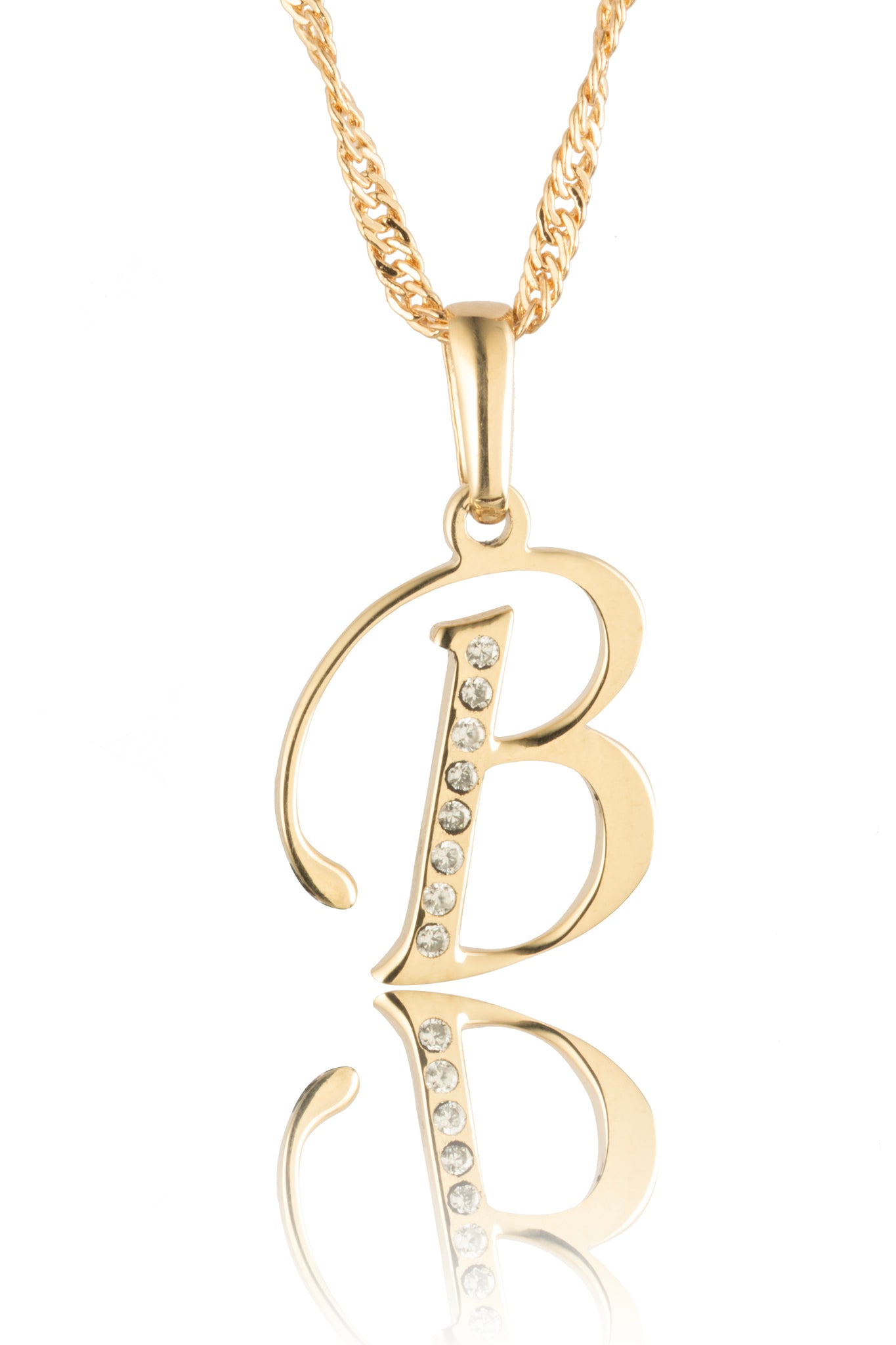 Dije Letra B Oro 10 Kilates con Zirconias