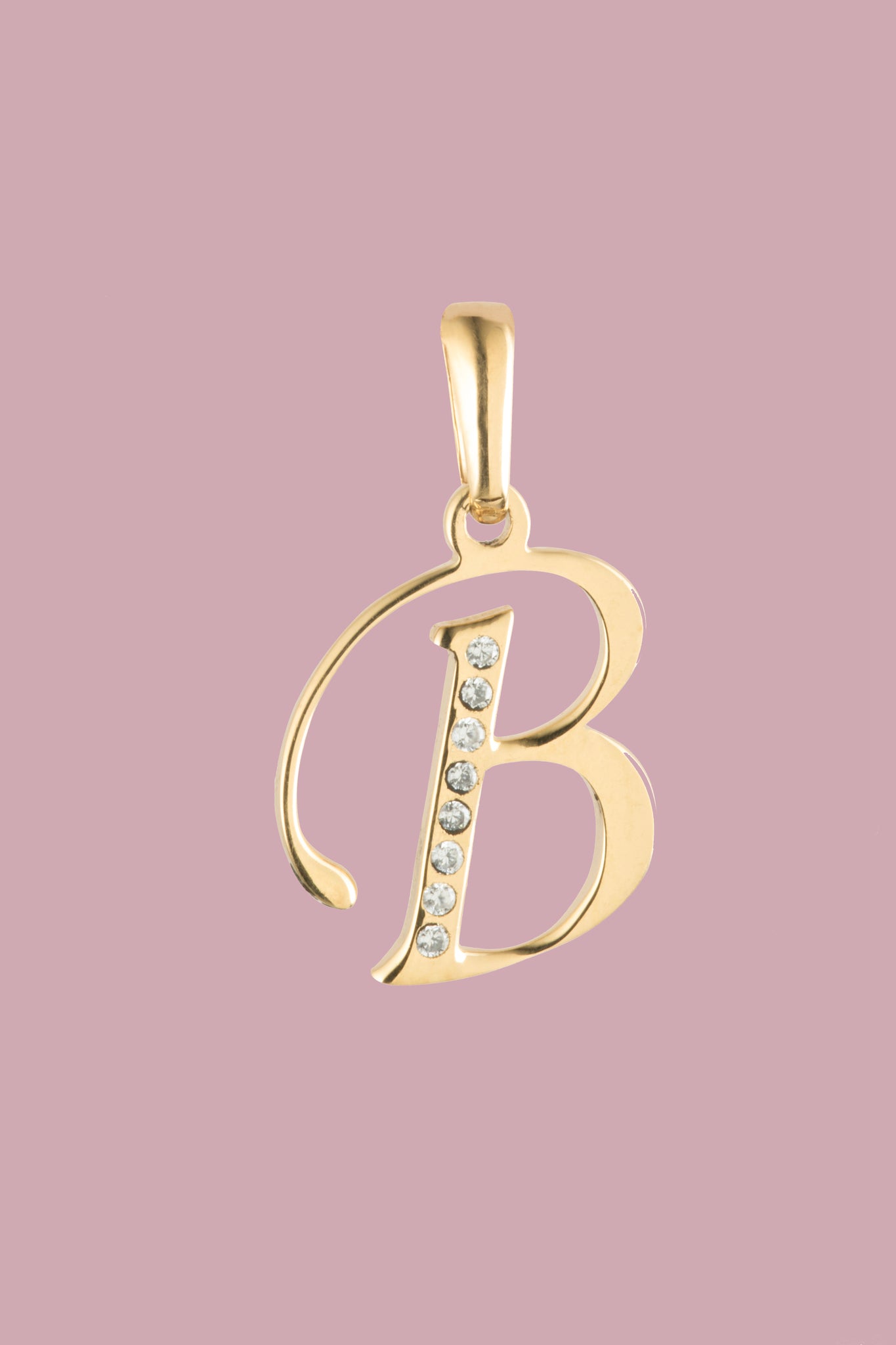 Dije Letra B Oro 10 Kilates con Zirconias