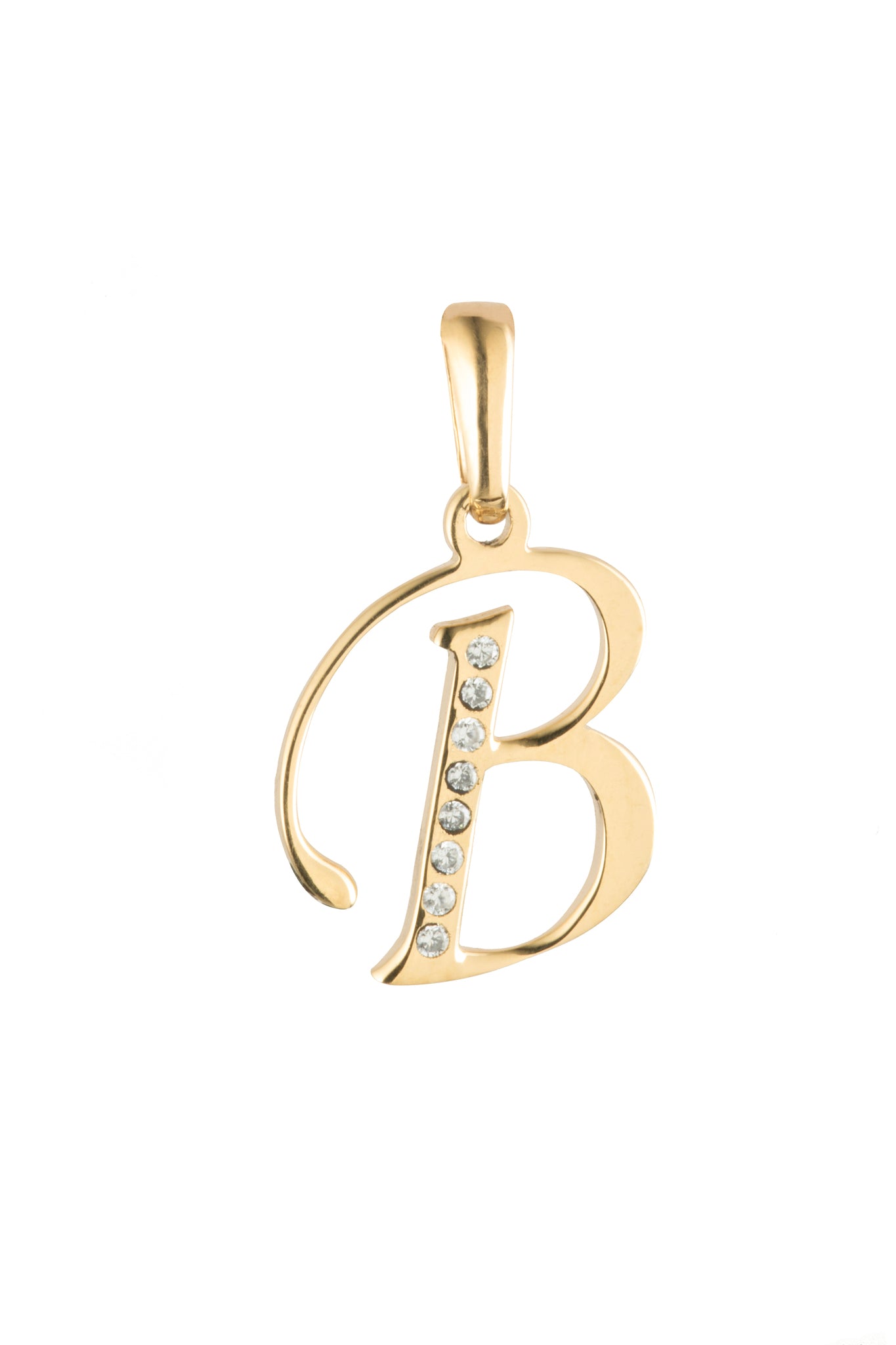 Dije Letra B Oro 10 Kilates con Zirconias