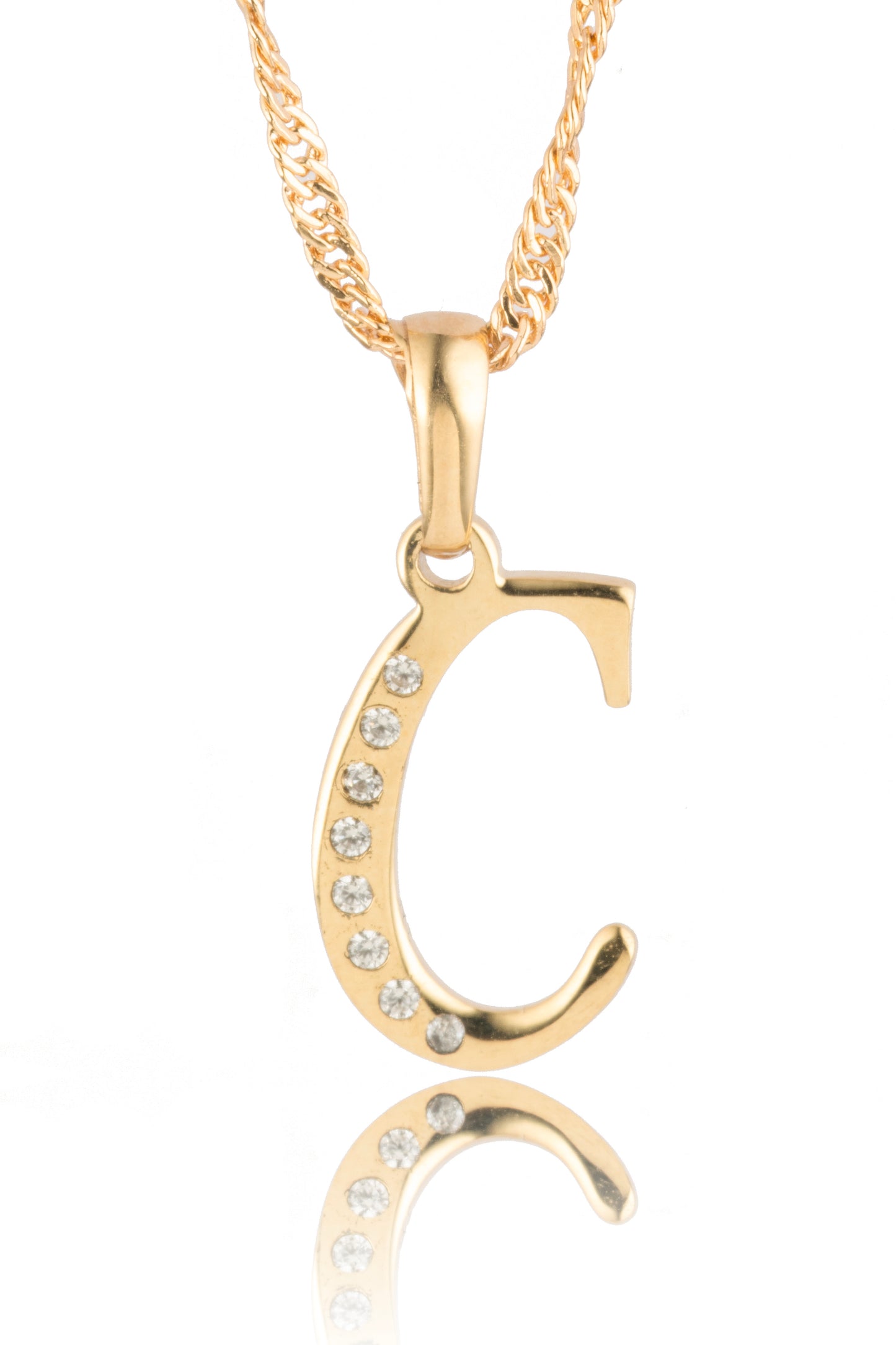 Dije Letra C Oro 10 Kilates con Zirconias