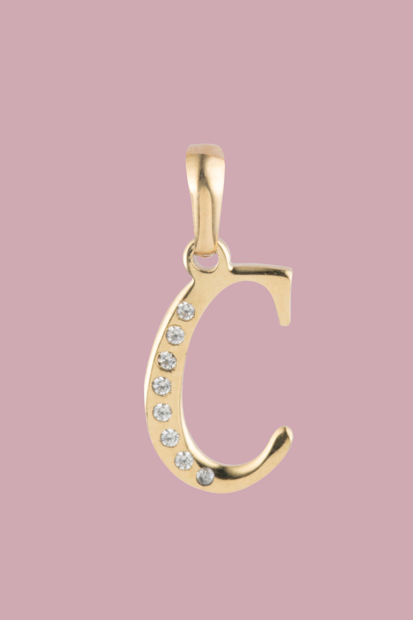 Dije Letra C Oro 10 Kilates con Zirconias