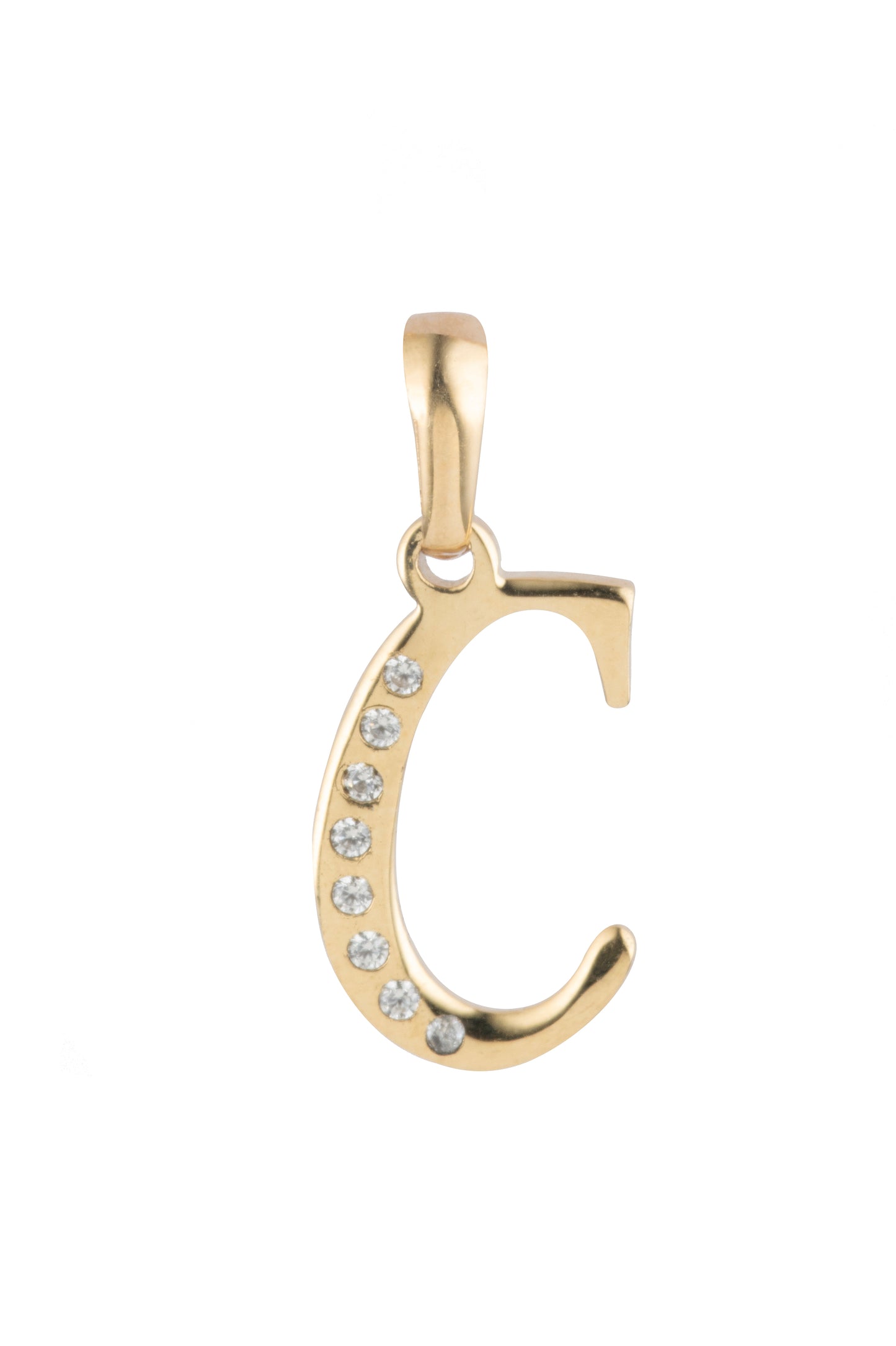 Dije Letra C Oro 10 Kilates con Zirconias