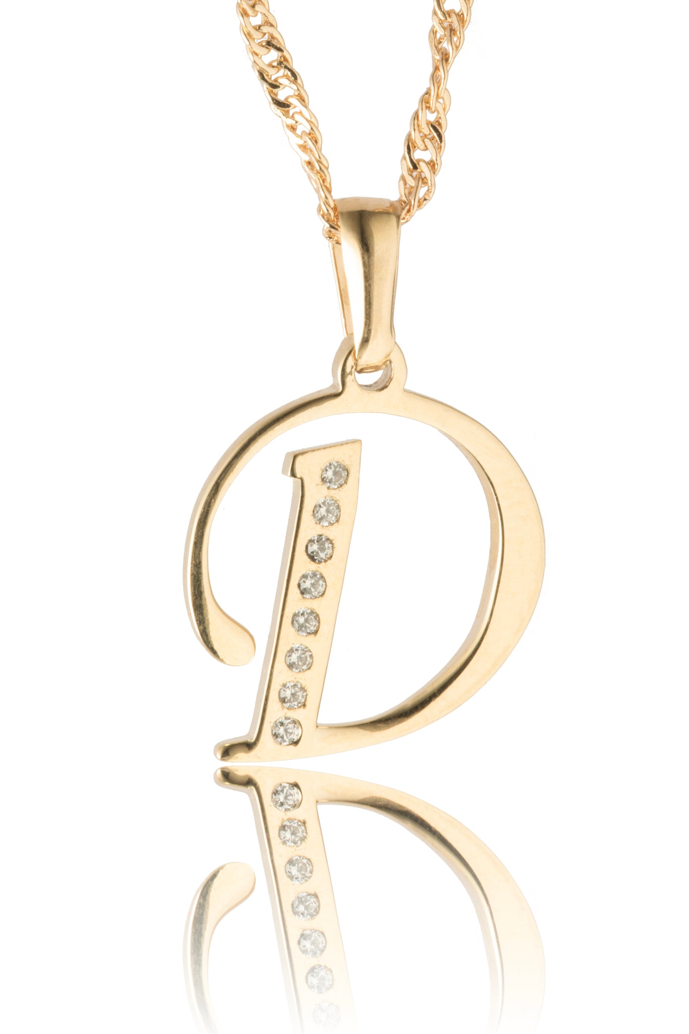 Dije Letra D Oro 10 Kilates con Zirconias
