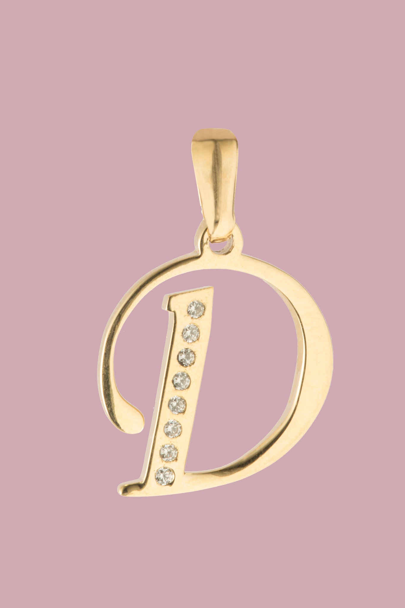 Dije Letra D Oro 10 Kilates con Zirconias