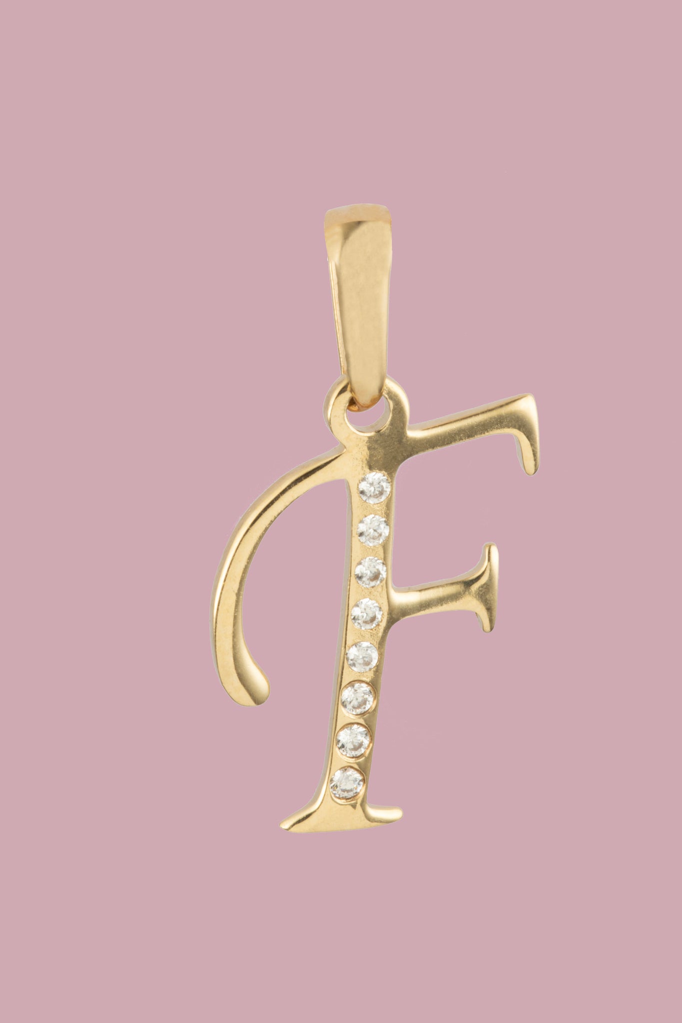 Dije Letra F Oro 10 Kilates con Zirconias