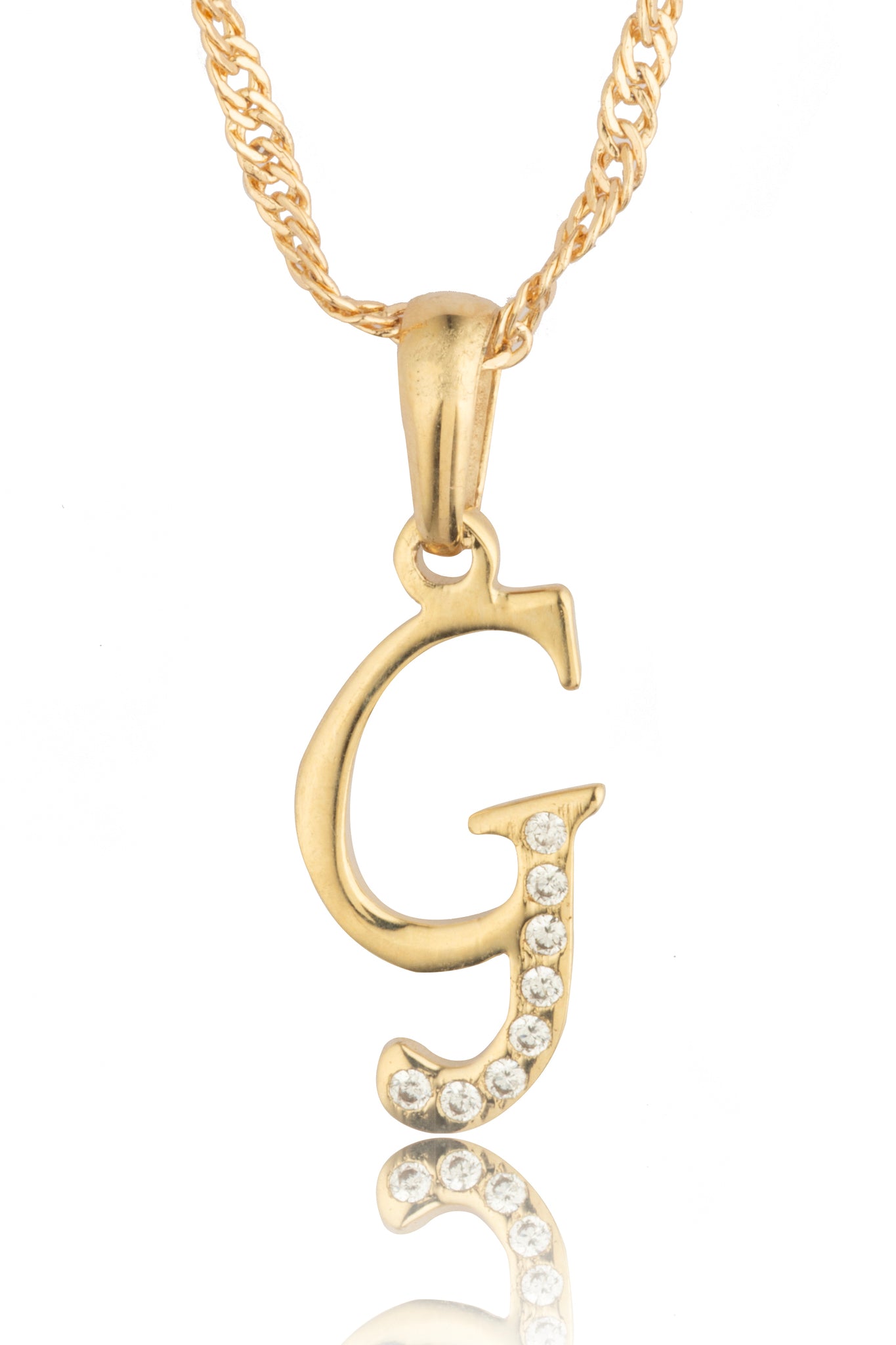 Dije Letra G Oro 10 Kilates con Zirconias
