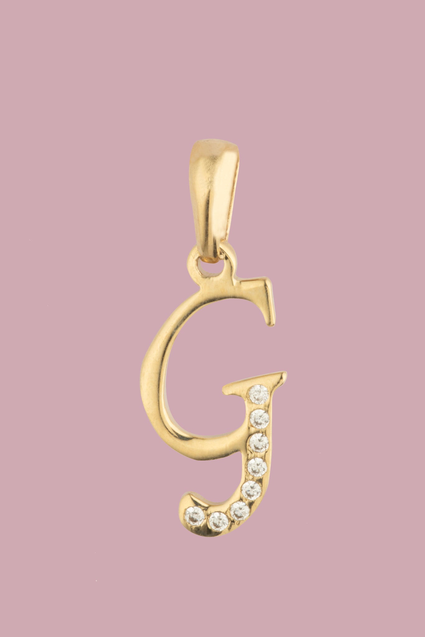 Dije Letra G Oro 10 Kilates con Zirconias