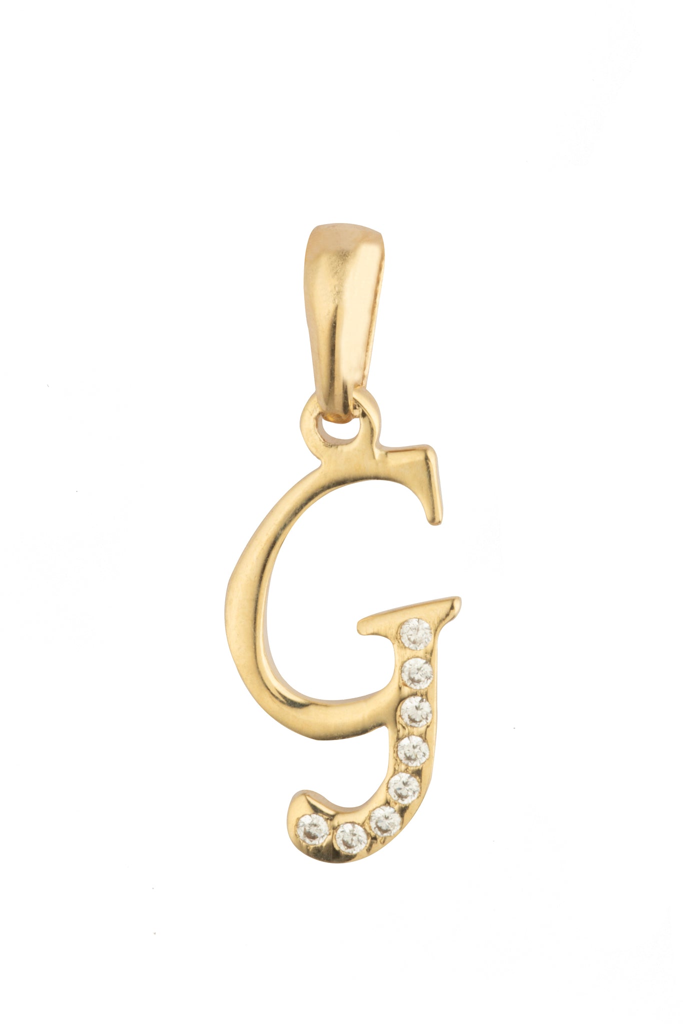 Dije Letra G Oro 10 Kilates con Zirconias
