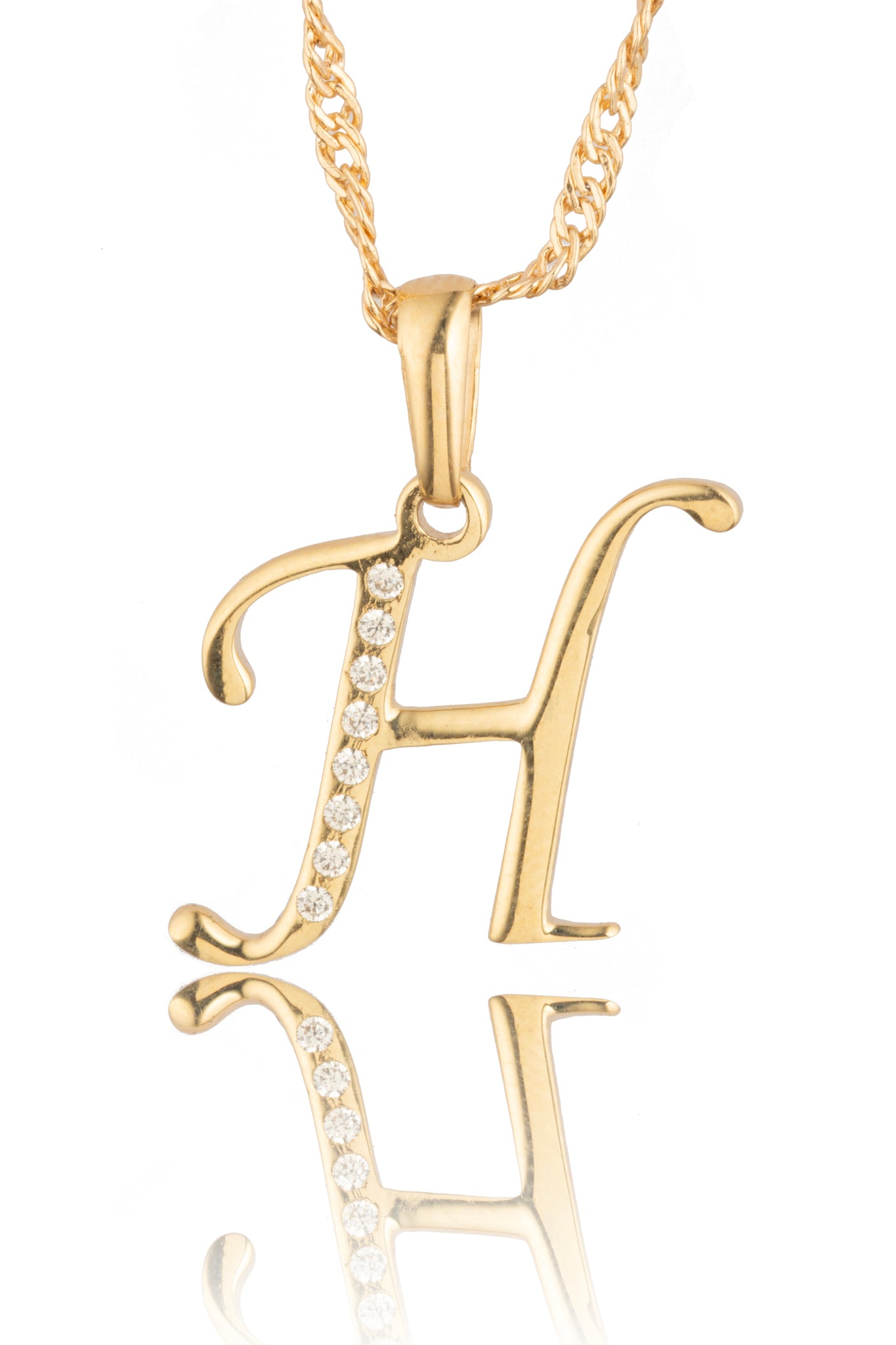 Dije Letra H Oro 10 Kilates con Zirconias