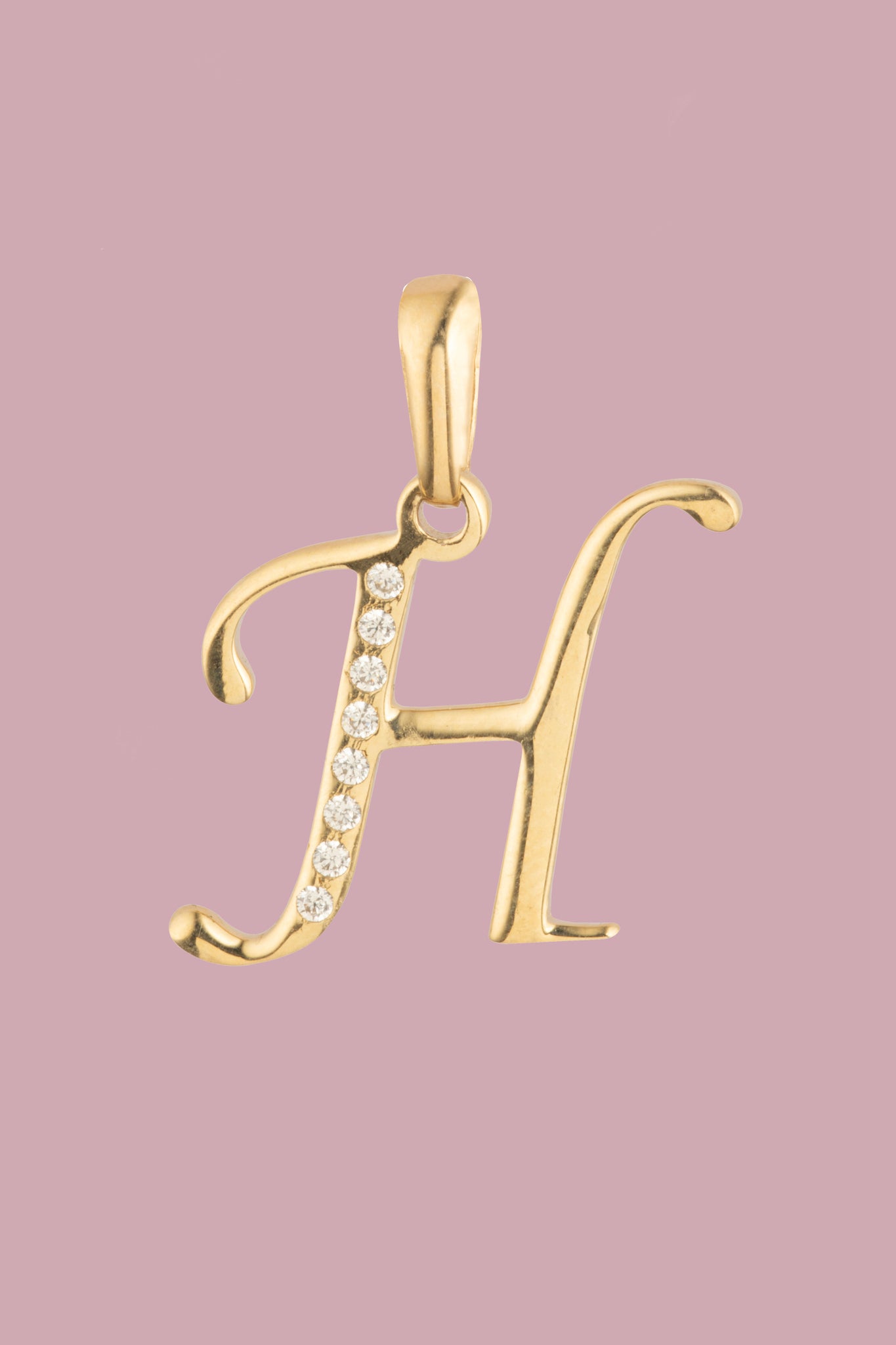 Dije Letra H Oro 10 Kilates con Zirconias