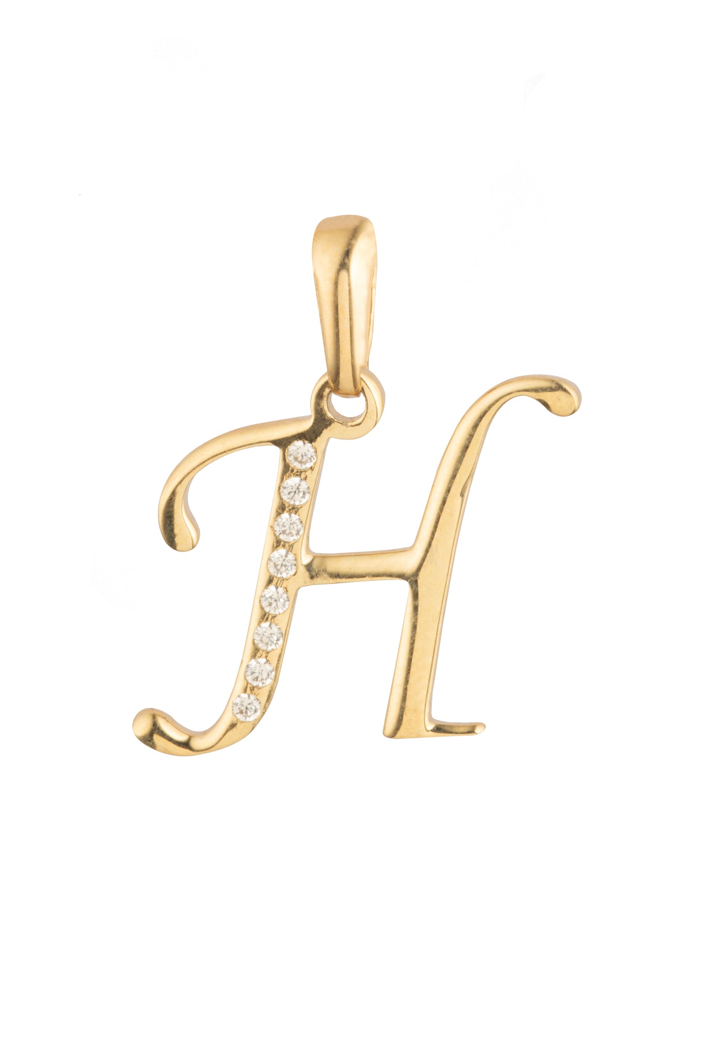 Dije Letra H Oro 10 Kilates con Zirconias