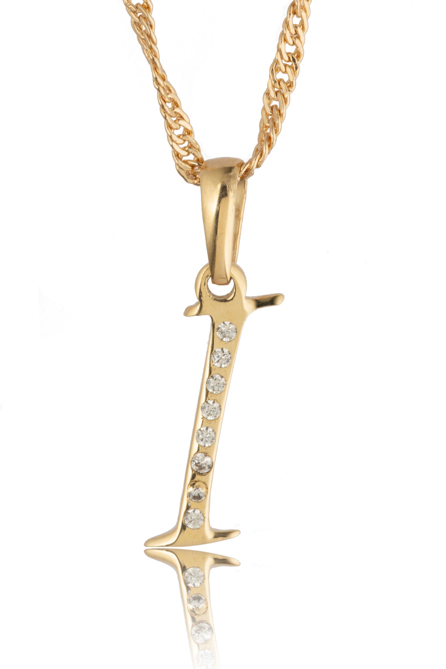 Dije Letra I Oro 10 Kilates con Zirconias