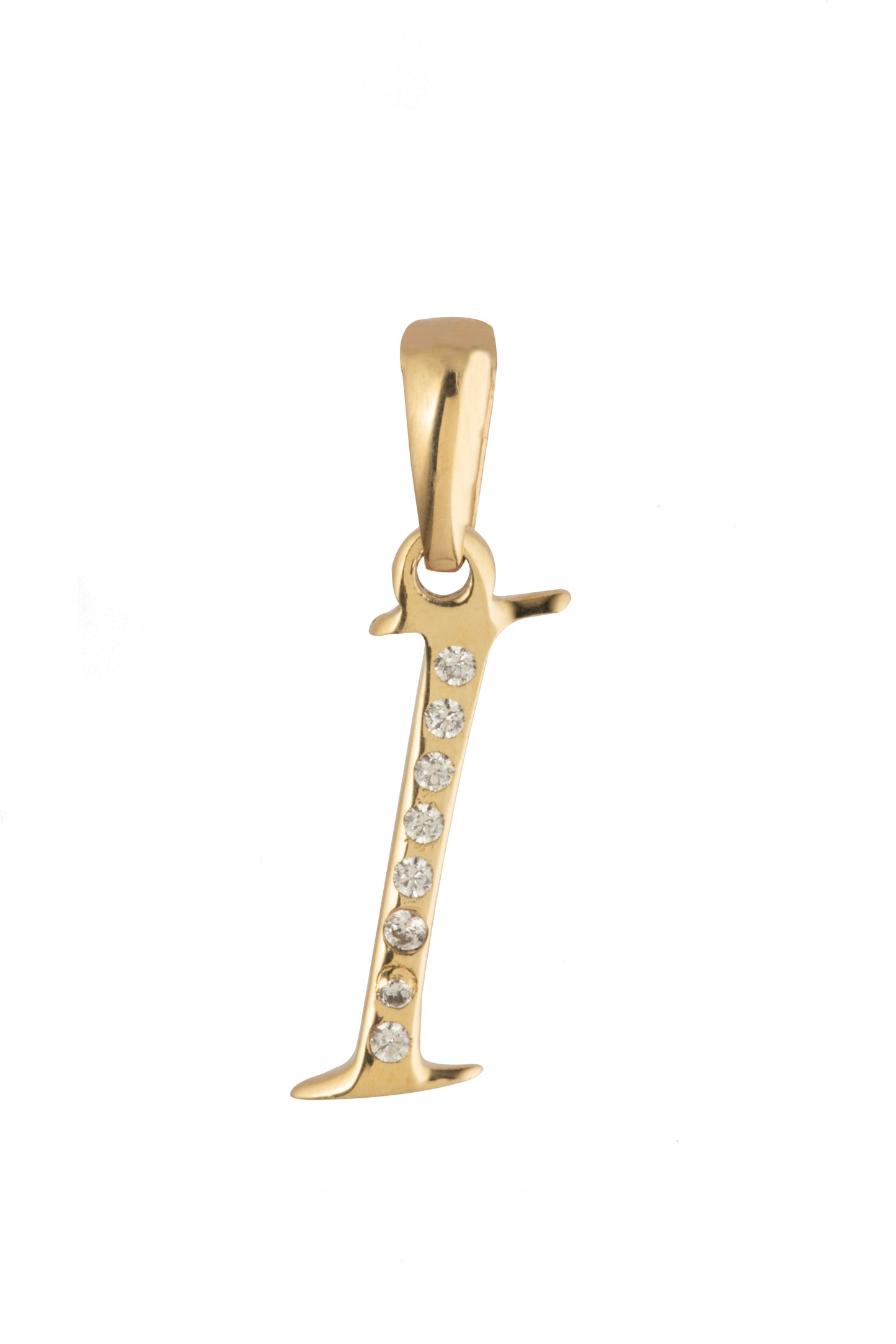 Dije Letra I Oro 10 Kilates con Zirconias