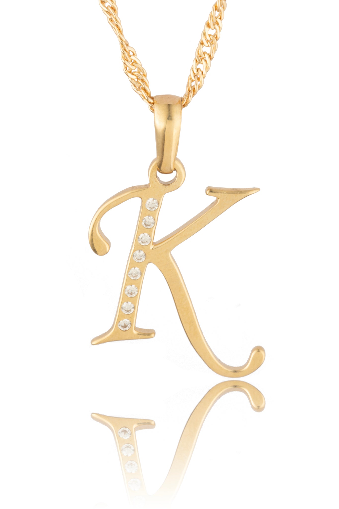 Dije Letra K Oro 10 Kilates con Zirconias