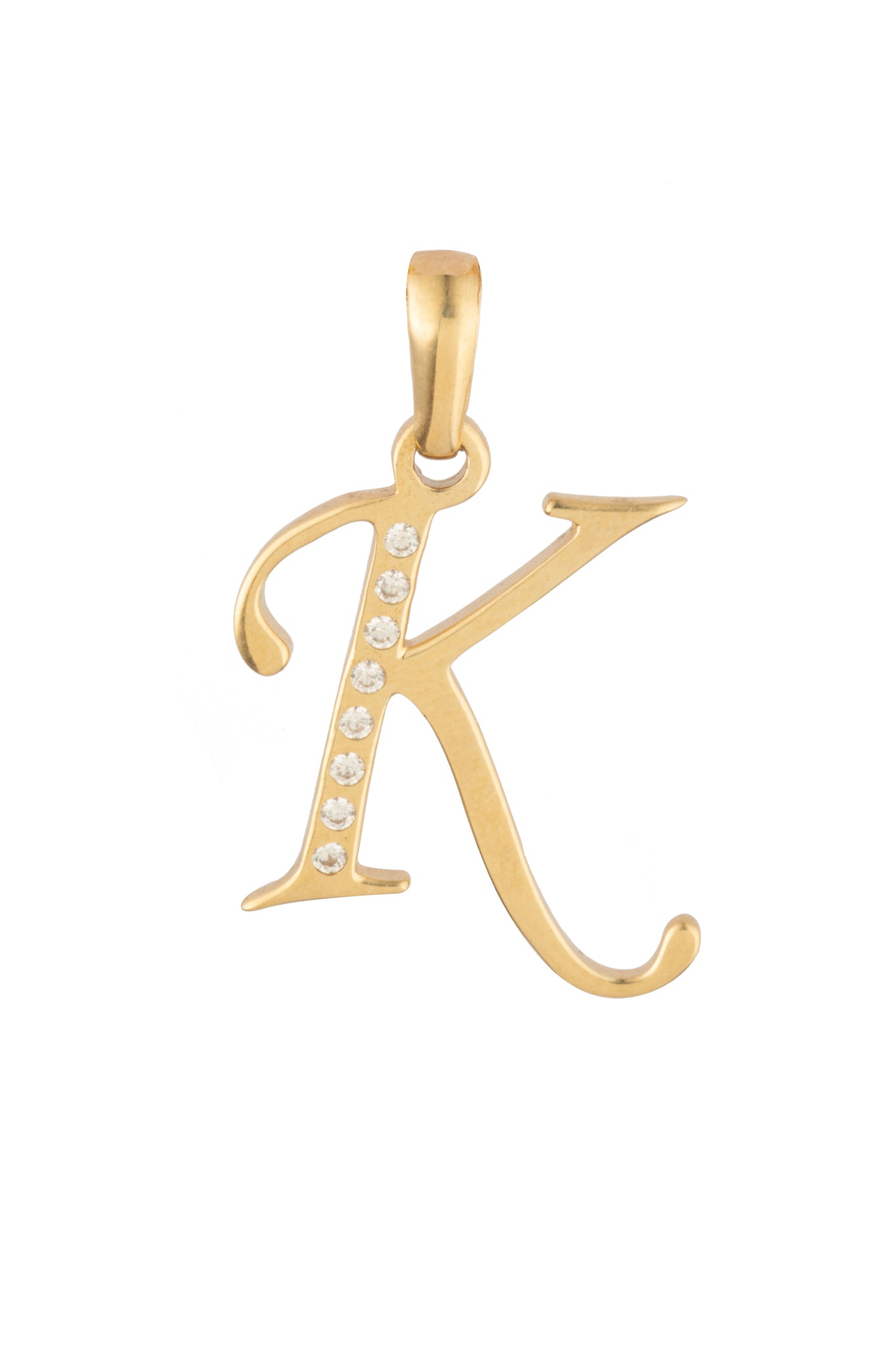 Dije Letra K Oro 10 Kilates con Zirconias