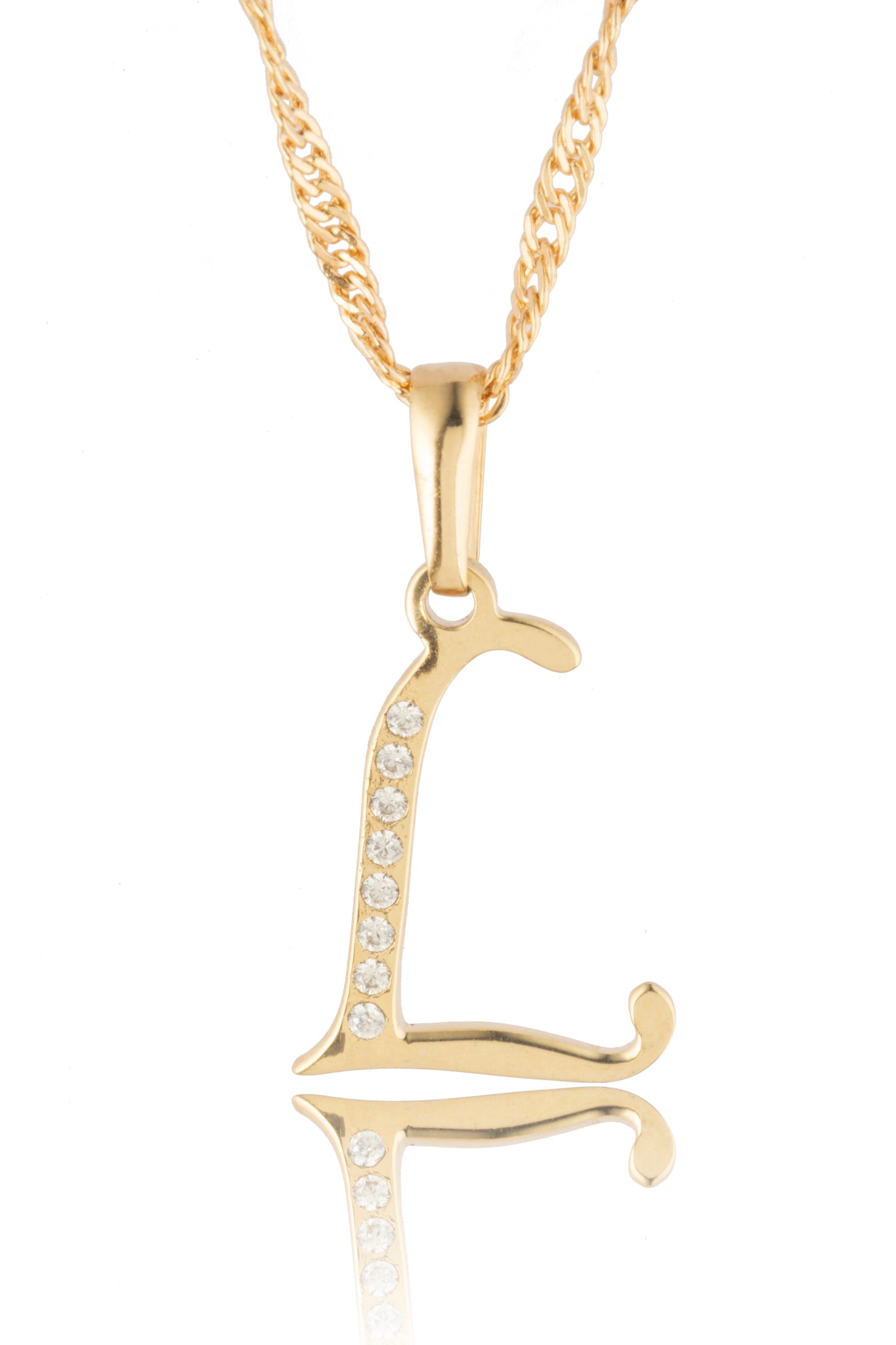 Dije Letra L Oro 10 Kilates con Zirconias