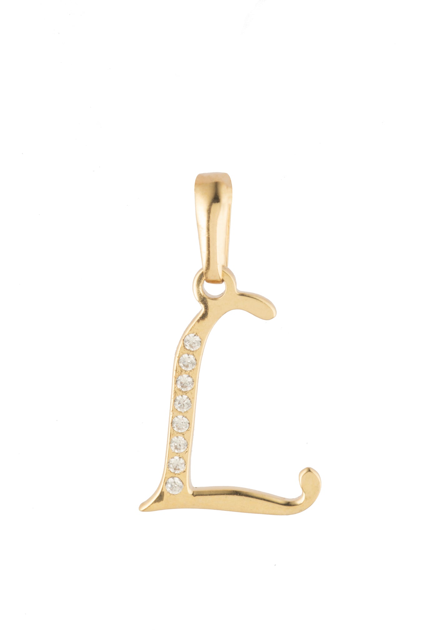 Dije Letra L Oro 10 Kilates con Zirconias