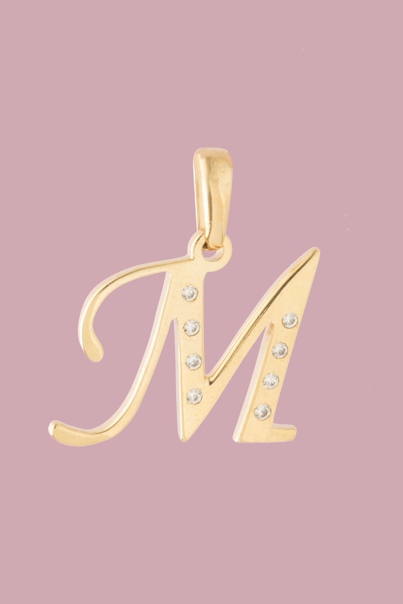 Dije Letra M Oro 10 Kilates con Zirconias