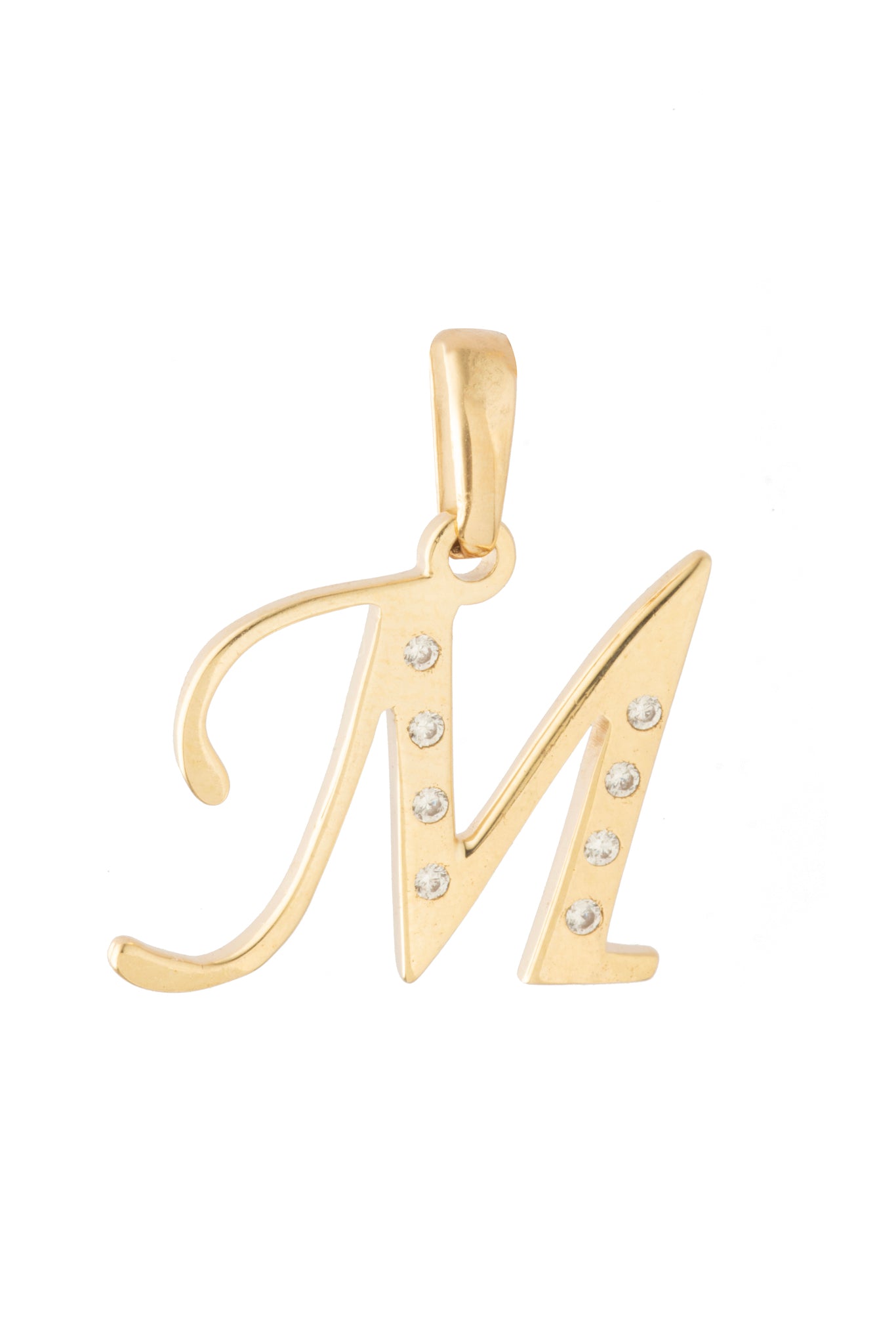 Dije Letra M Oro 10 Kilates con Zirconias