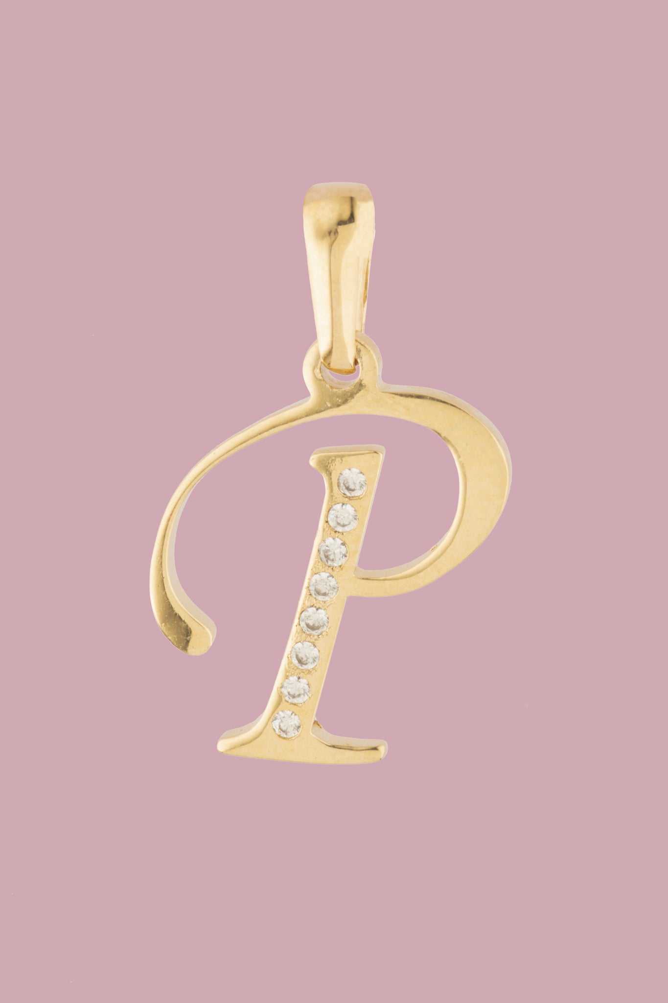 Dije Letra P Oro 10 Kilates con Zirconias