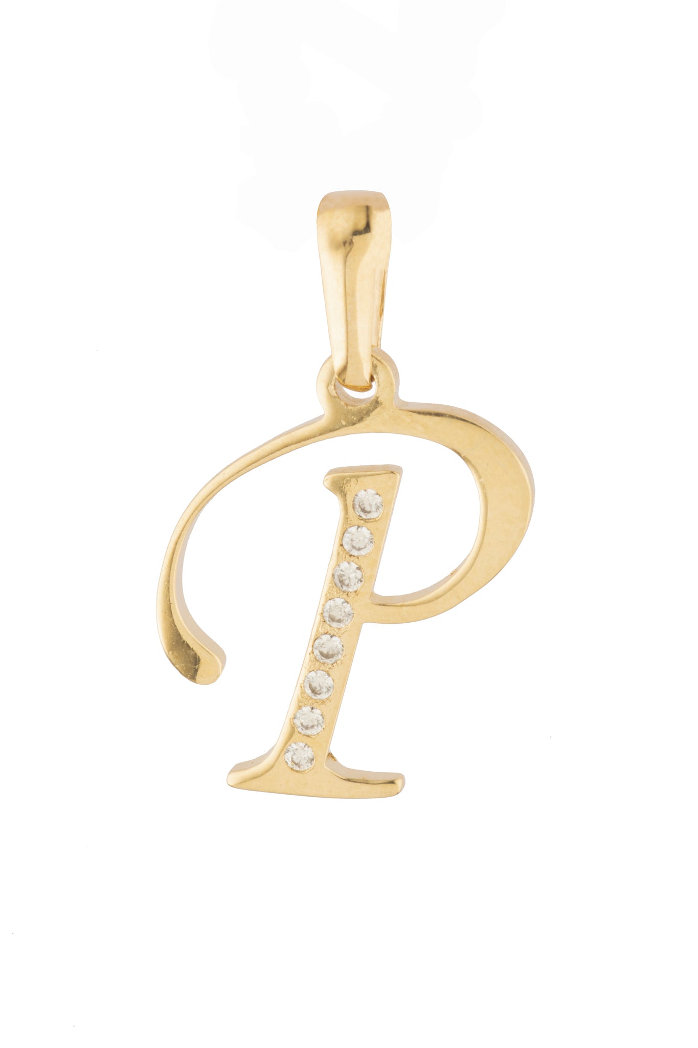 Dije Letra P Oro 10 Kilates con Zirconias