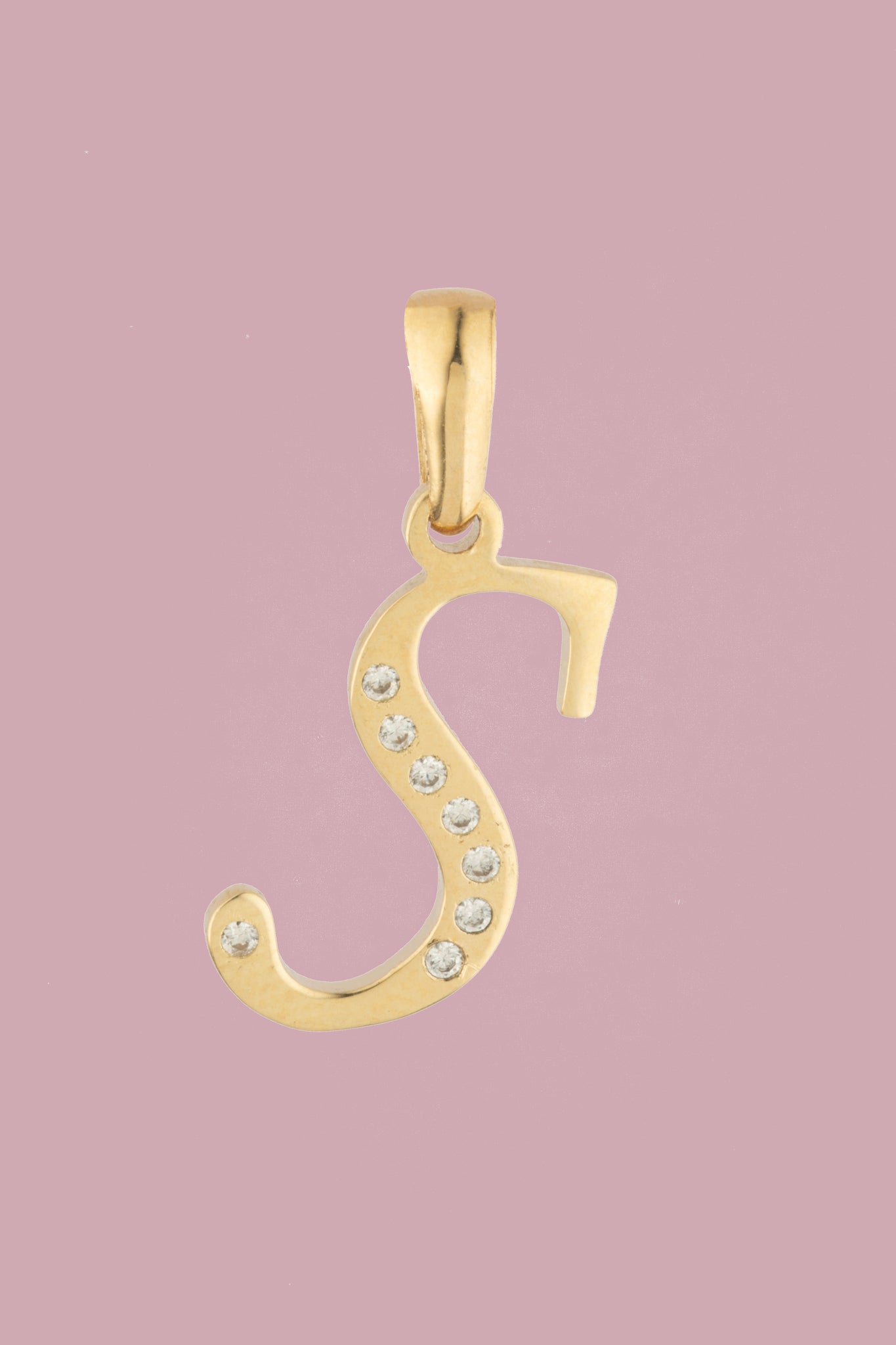 Dije Letra S Oro 10 Kilates con Zirconias
