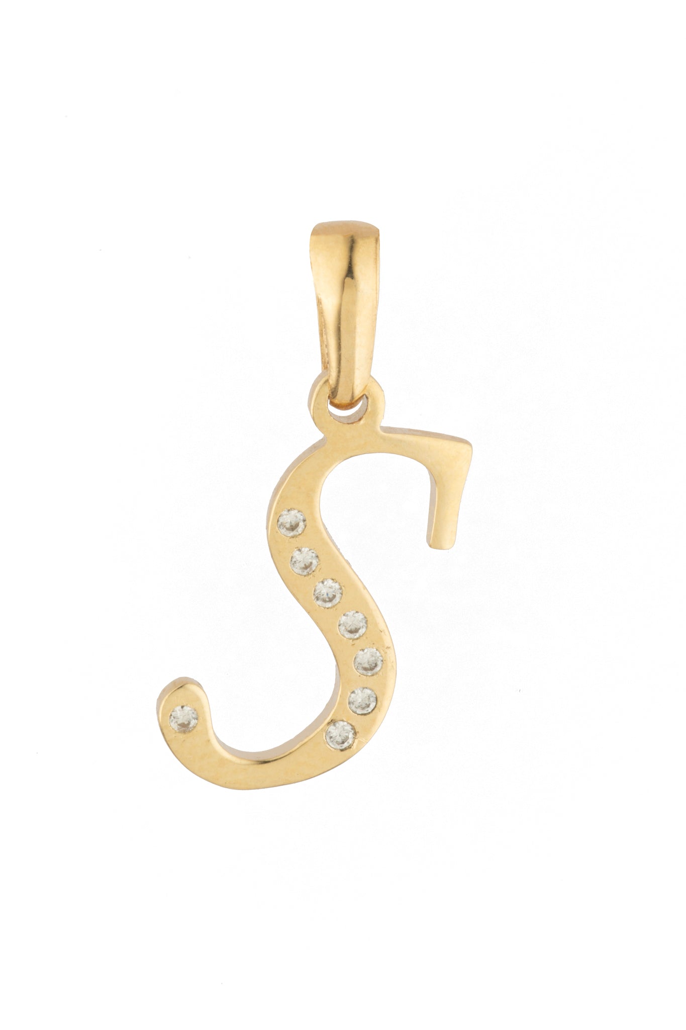 Dije Letra S Oro 10 Kilates con Zirconias