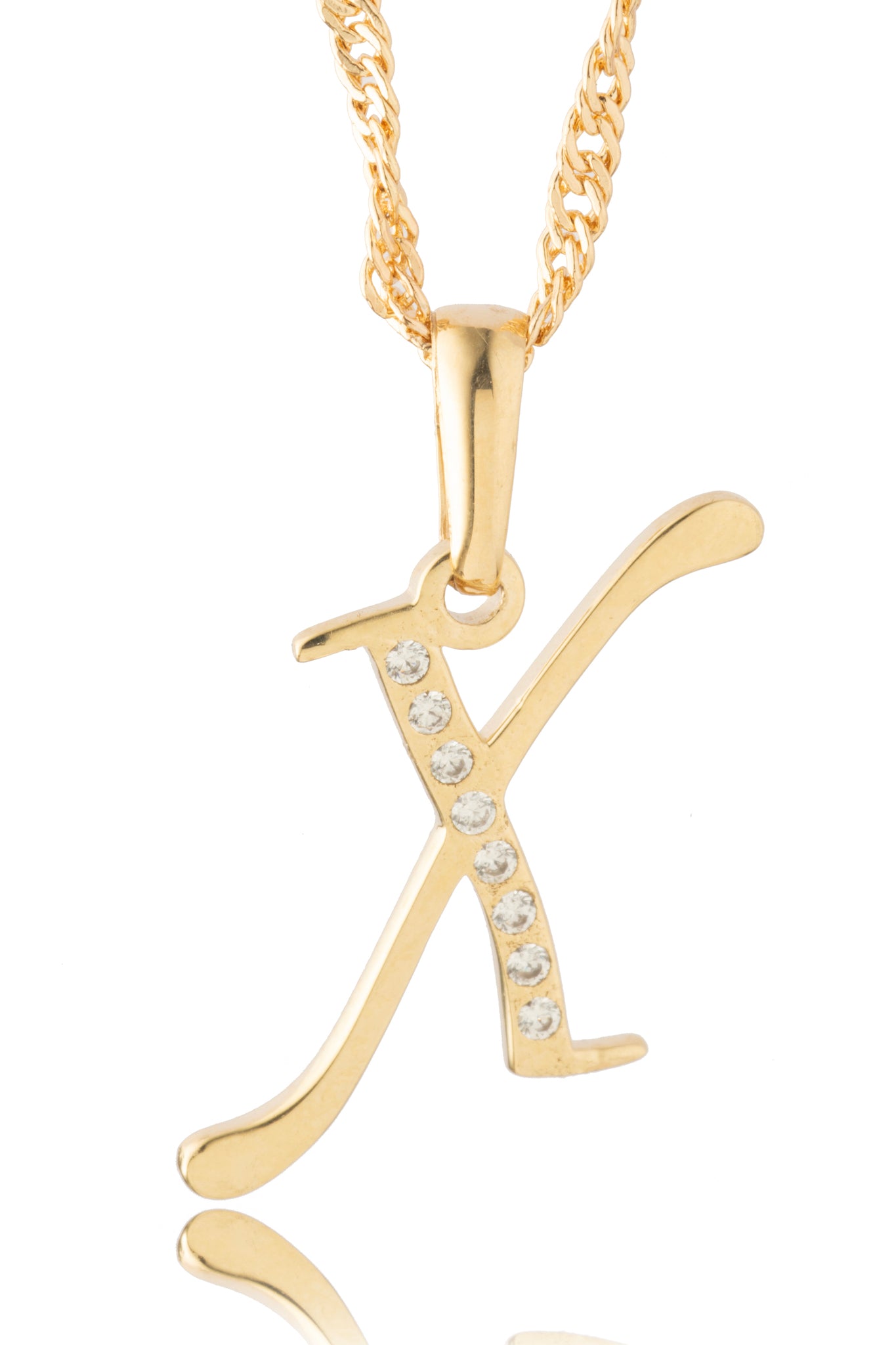 Dije Letra X Oro 10 Kilates con Zirconias