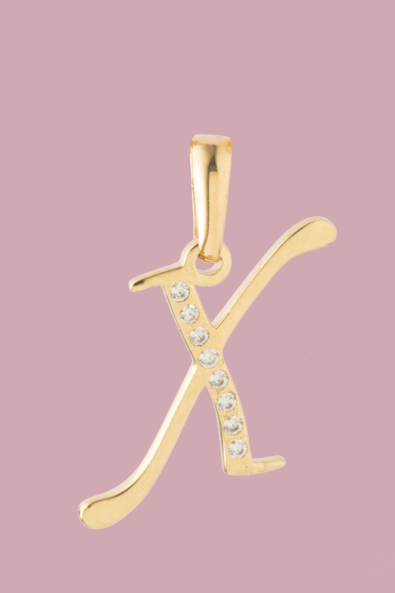 Dije Letra X Oro 10 Kilates con Zirconias