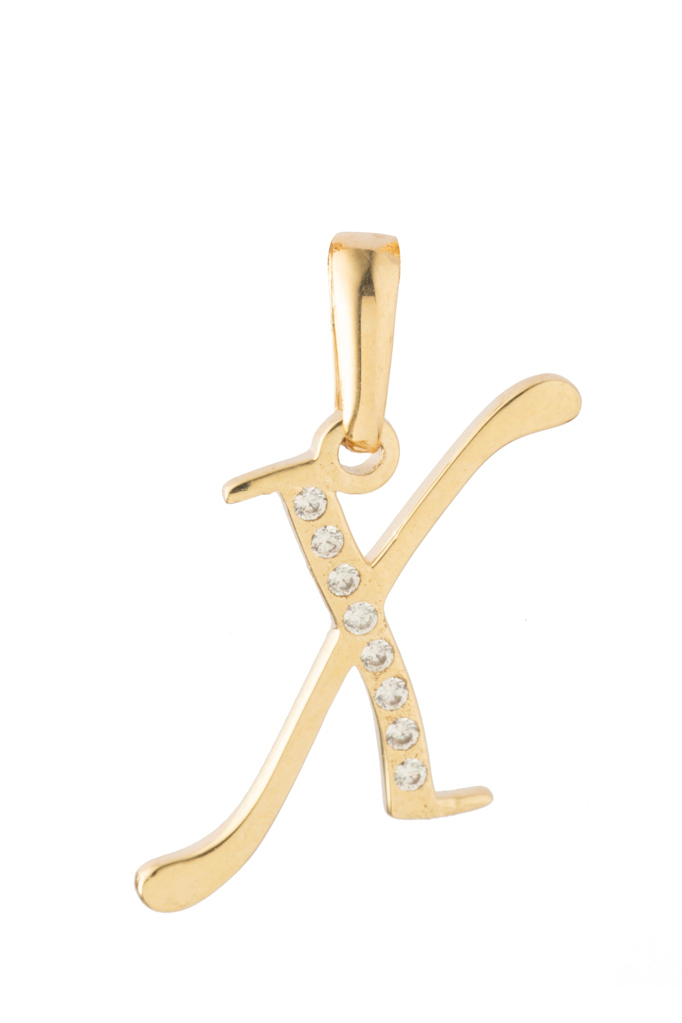Dije Letra X Oro 10 Kilates con Zirconias
