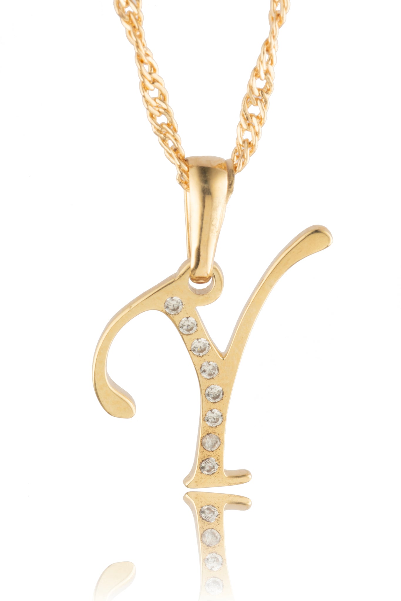 Dije Letra Y Oro 10 Kilates con Zirconias