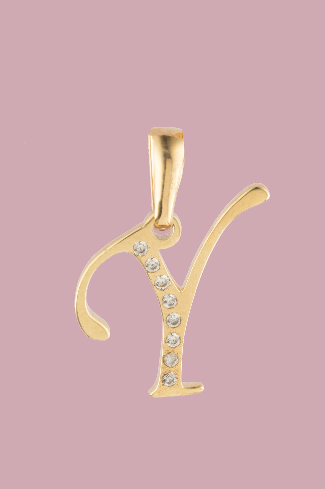 Dije Letra Y Oro 10 Kilates con Zirconias
