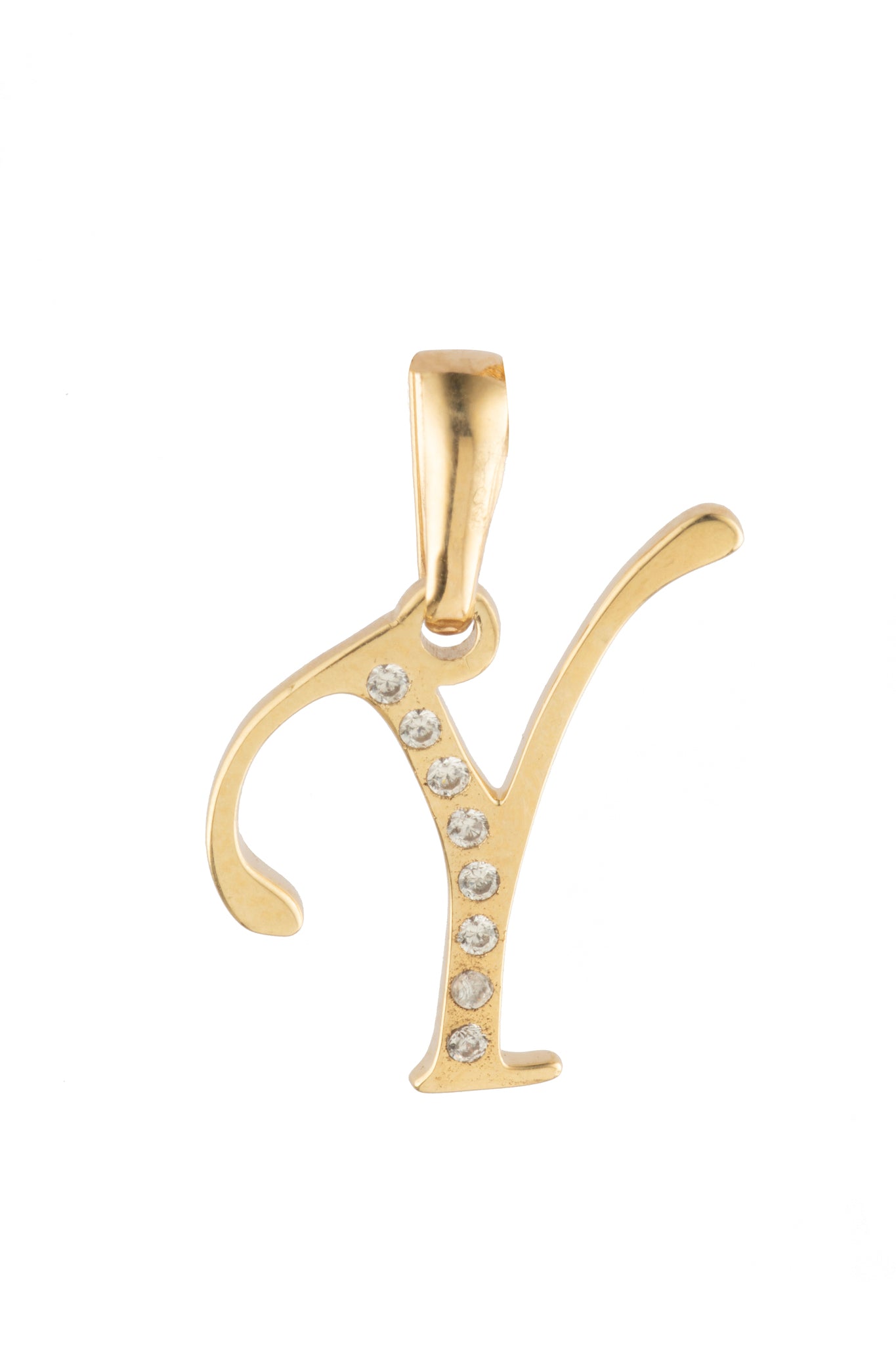 Dije Letra Y Oro 10 Kilates con Zirconias