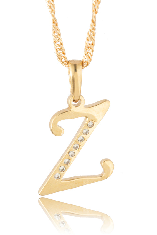 Dije Letra Z Oro 10 Kilates con Zirconias