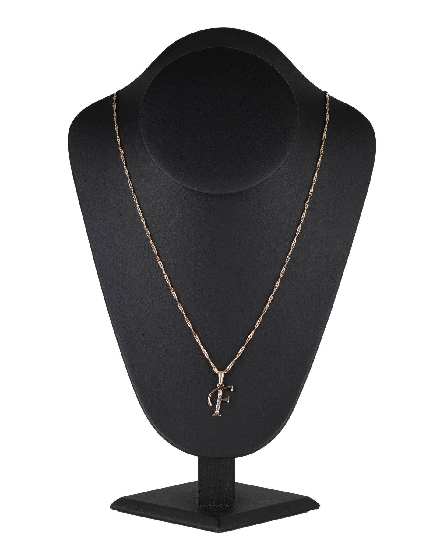Dije Letra F Oro 10 Kilates con Zirconias