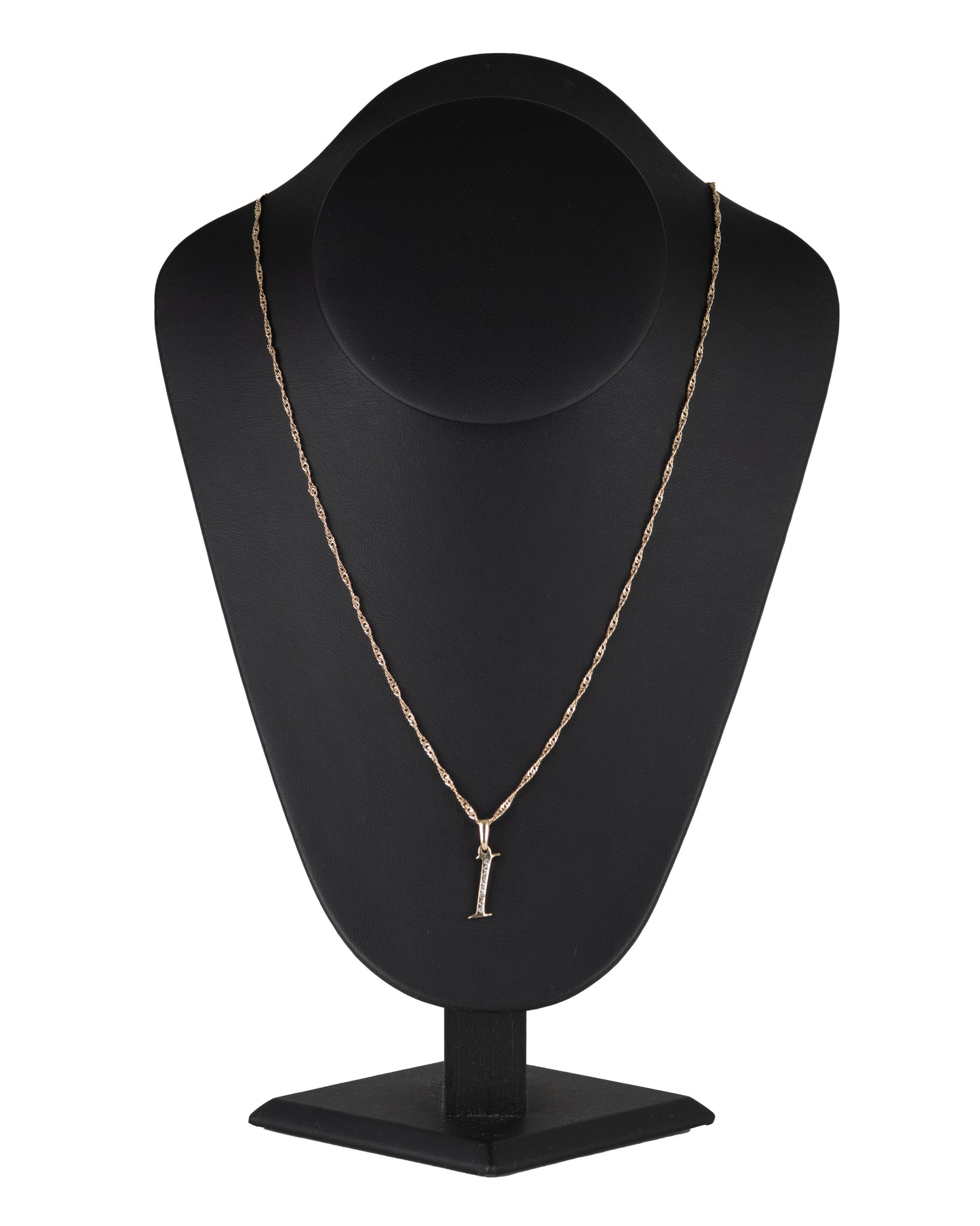 Dije Letra I Oro 10 Kilates con Zirconias