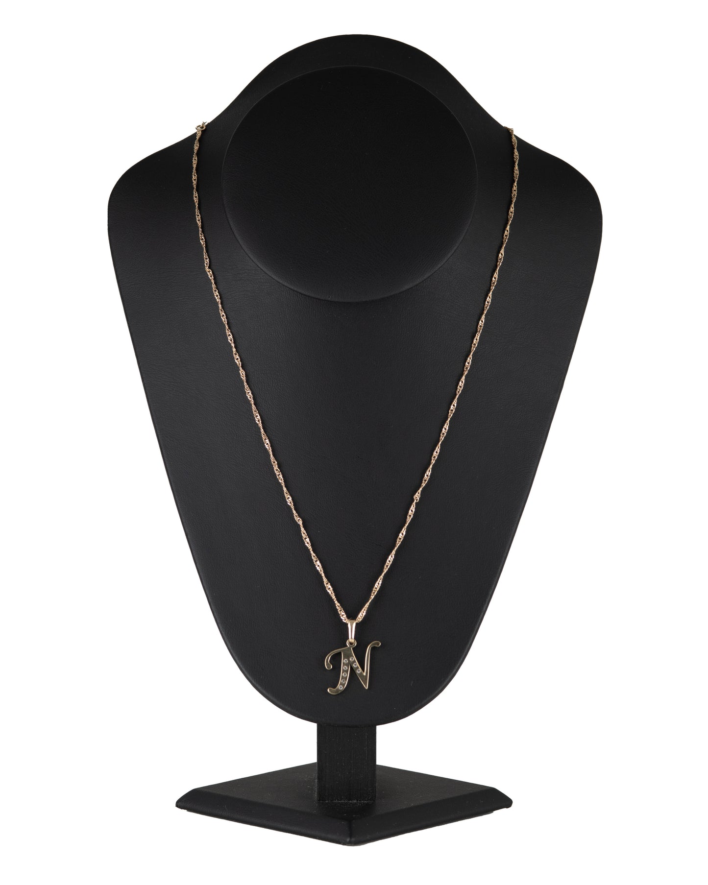 Dije Letra N Oro 10 Kilates con Zirconias