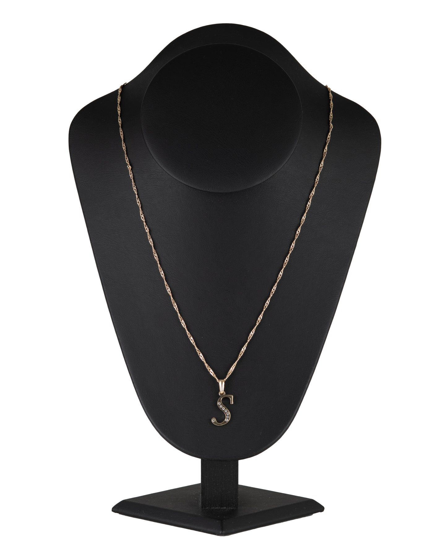 Dije Letra S Oro 10 Kilates con Zirconias
