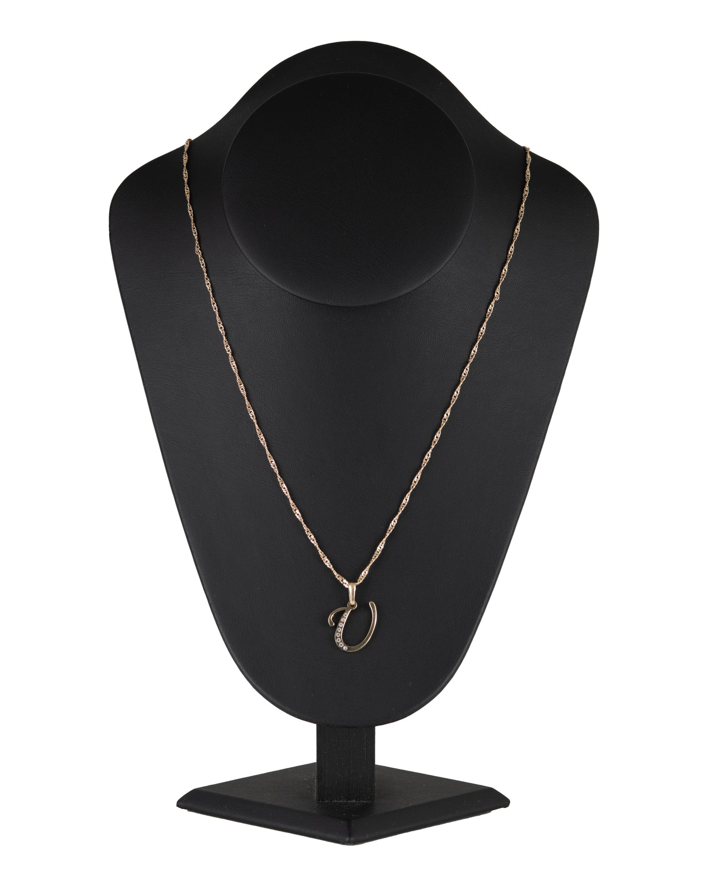 Dije Letra U Oro 10 Kilates con Zirconias